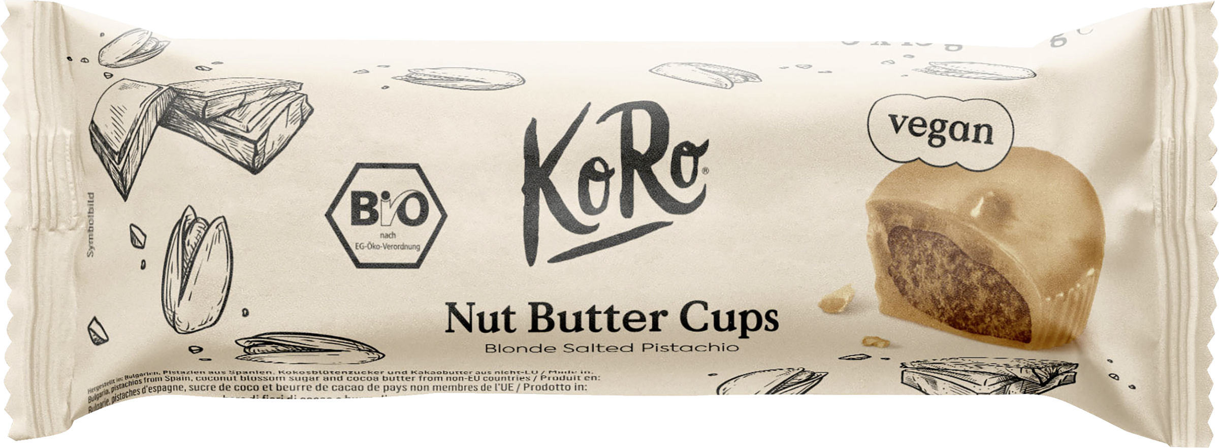 KoRo Bio Nut Butter Cups Blonde Salted Pistachio