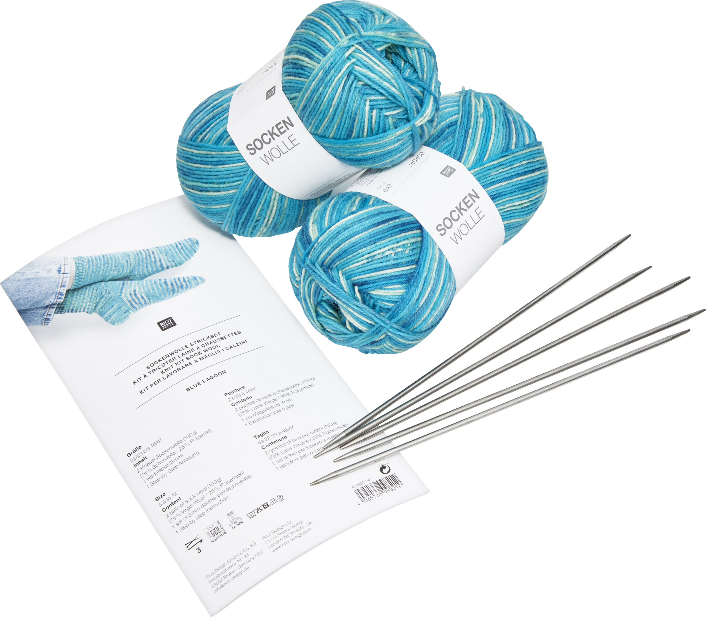Rico Design Strickset Sockenwolle blau