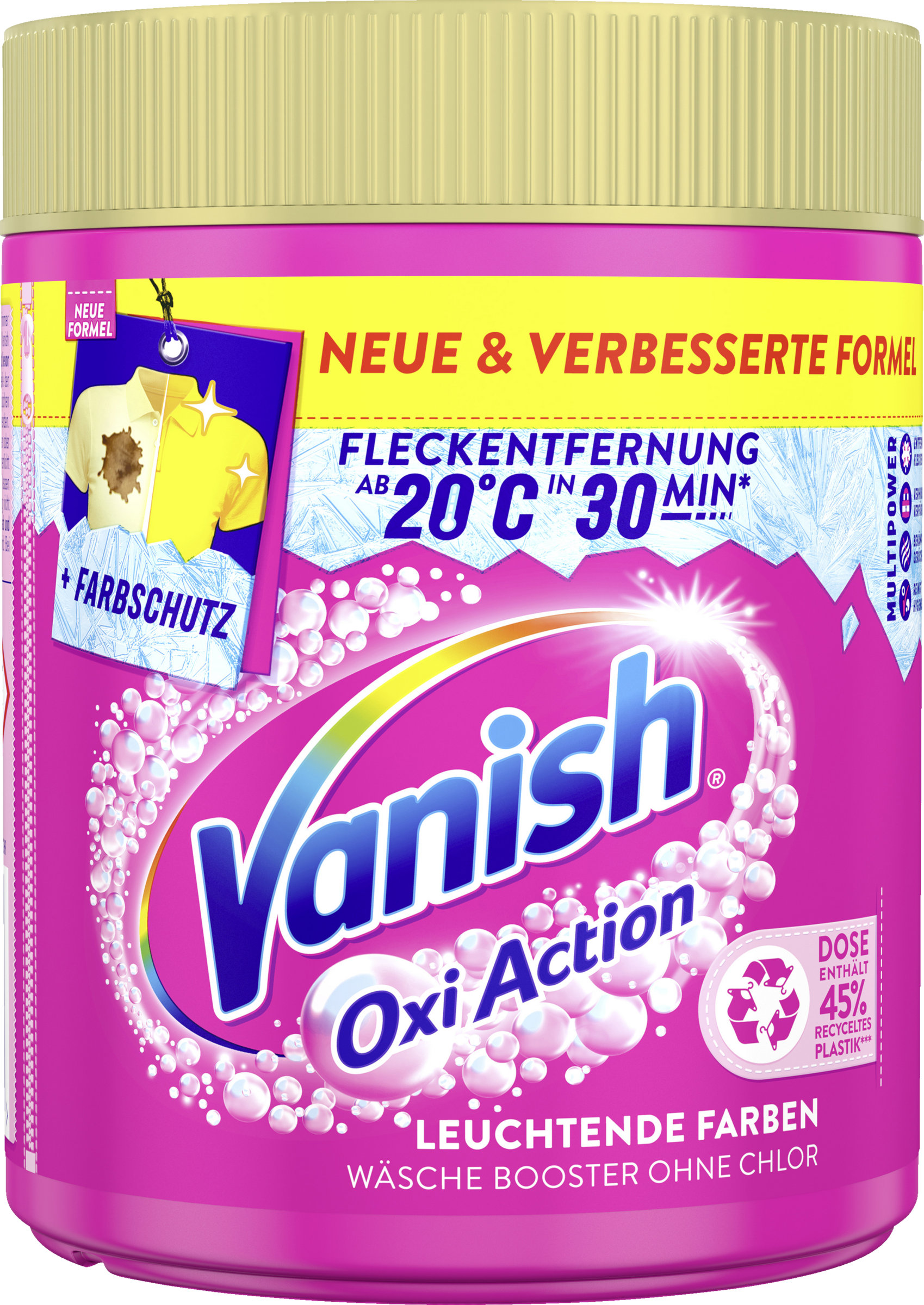 Vanish Oxi Action Pulver Fleckenentferner, ohne Chlor, Farbschutz, ab 20°C wirksam, 550g