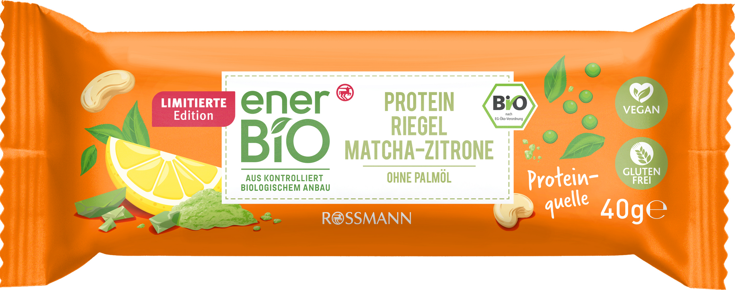 enerBiO Protein Riegel Matcha-Zitrone