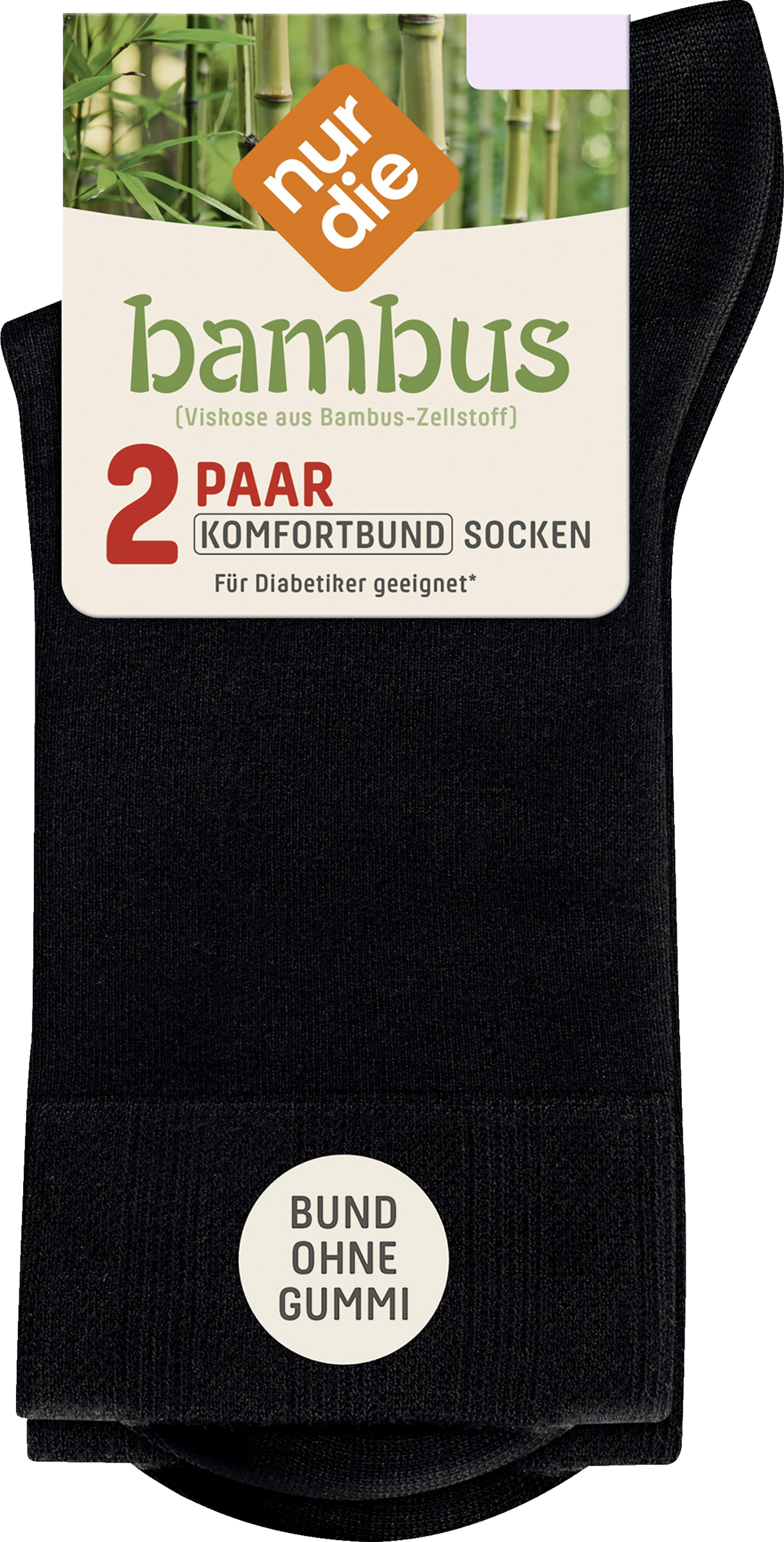 Nur Die Komfort-Socken Bambus schwarz 2er Gr. 35-38