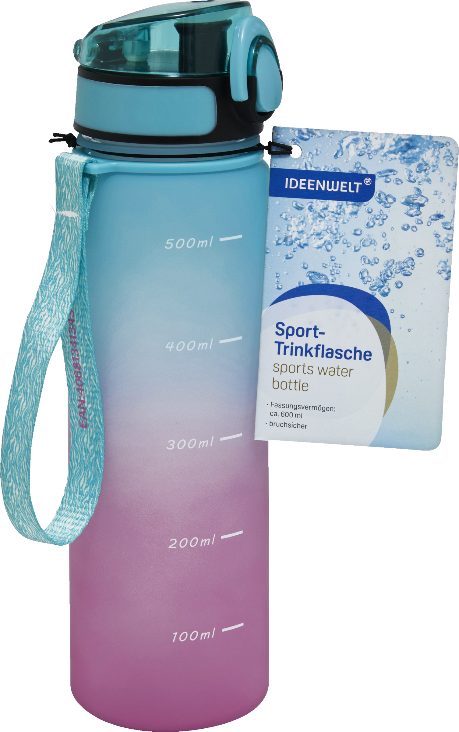 IDEENWELT Sporttrinkflasche 600 ml türkis pink