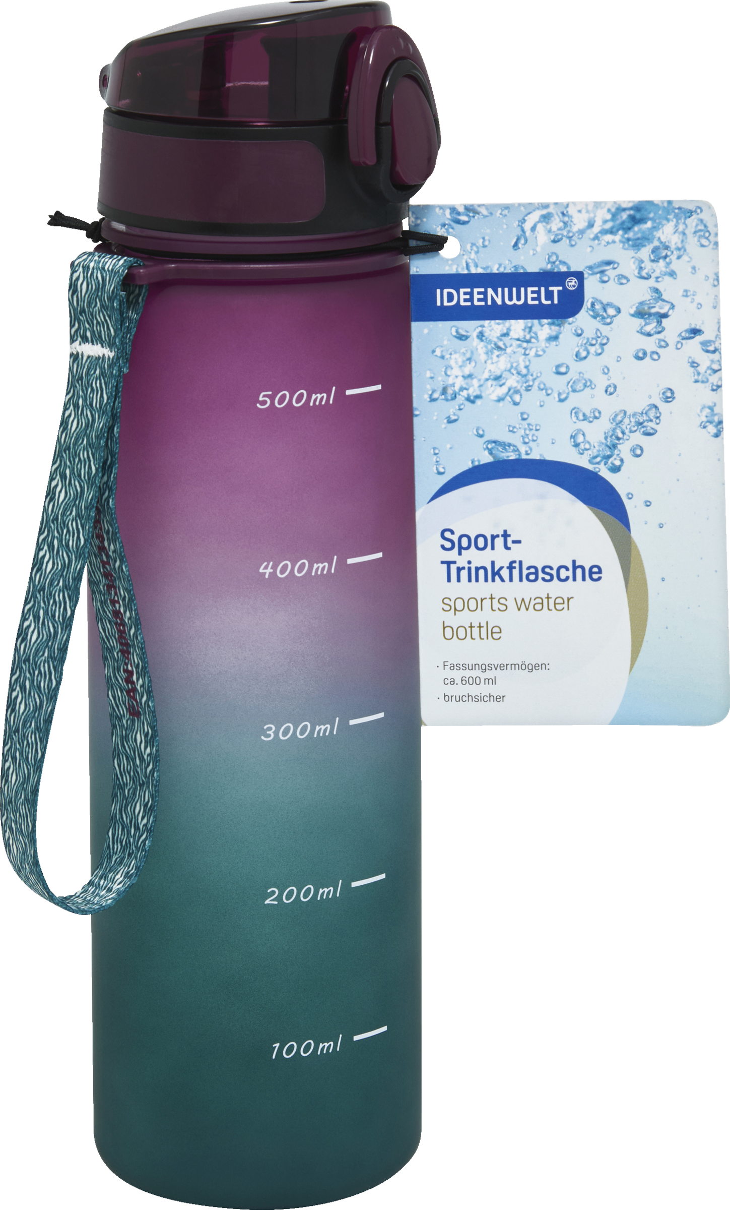 IDEENWELT Sporttrinkflasche 600 ml petrol berry