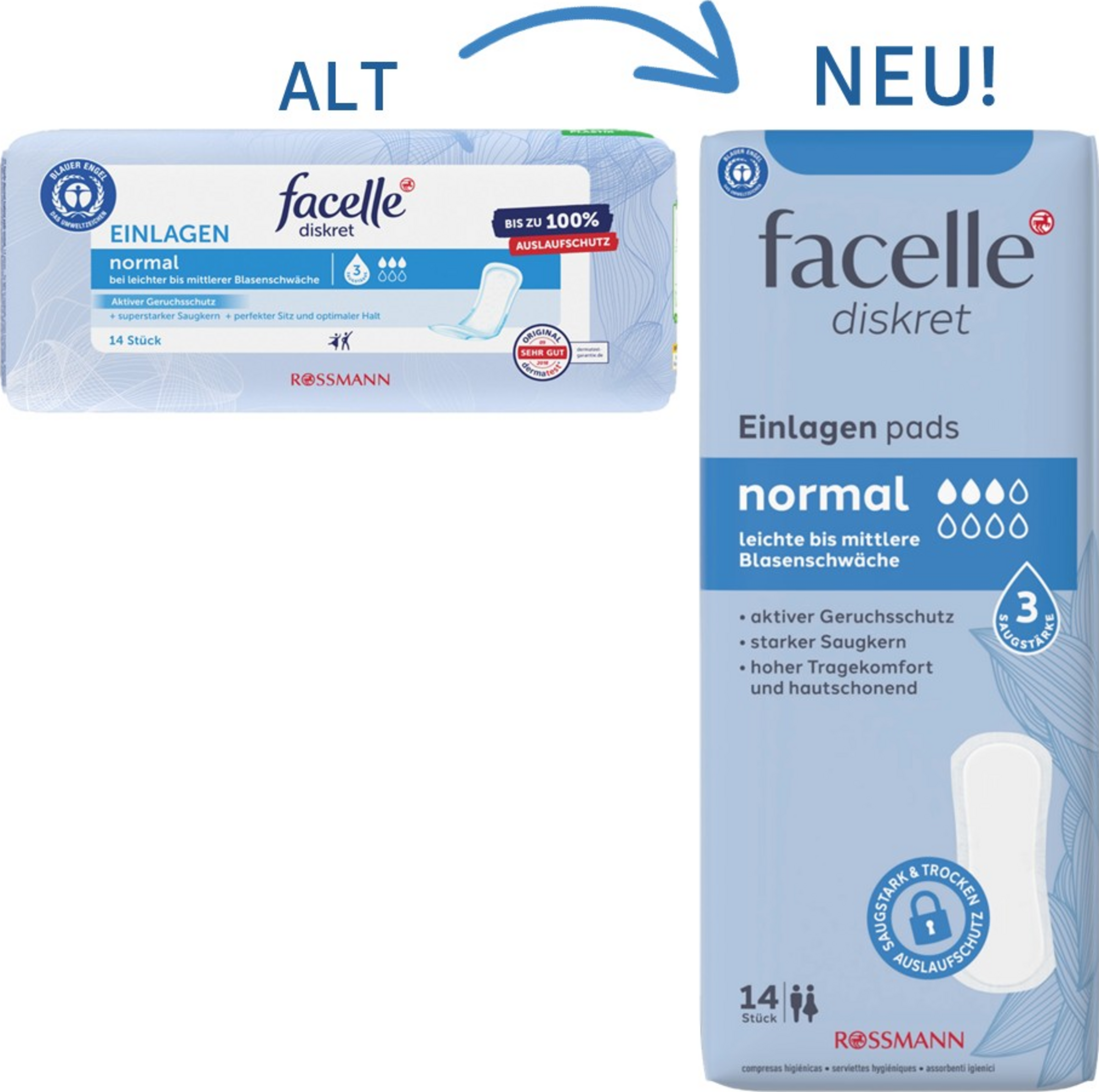facelle diskret Hygiene-Einlagen Normal