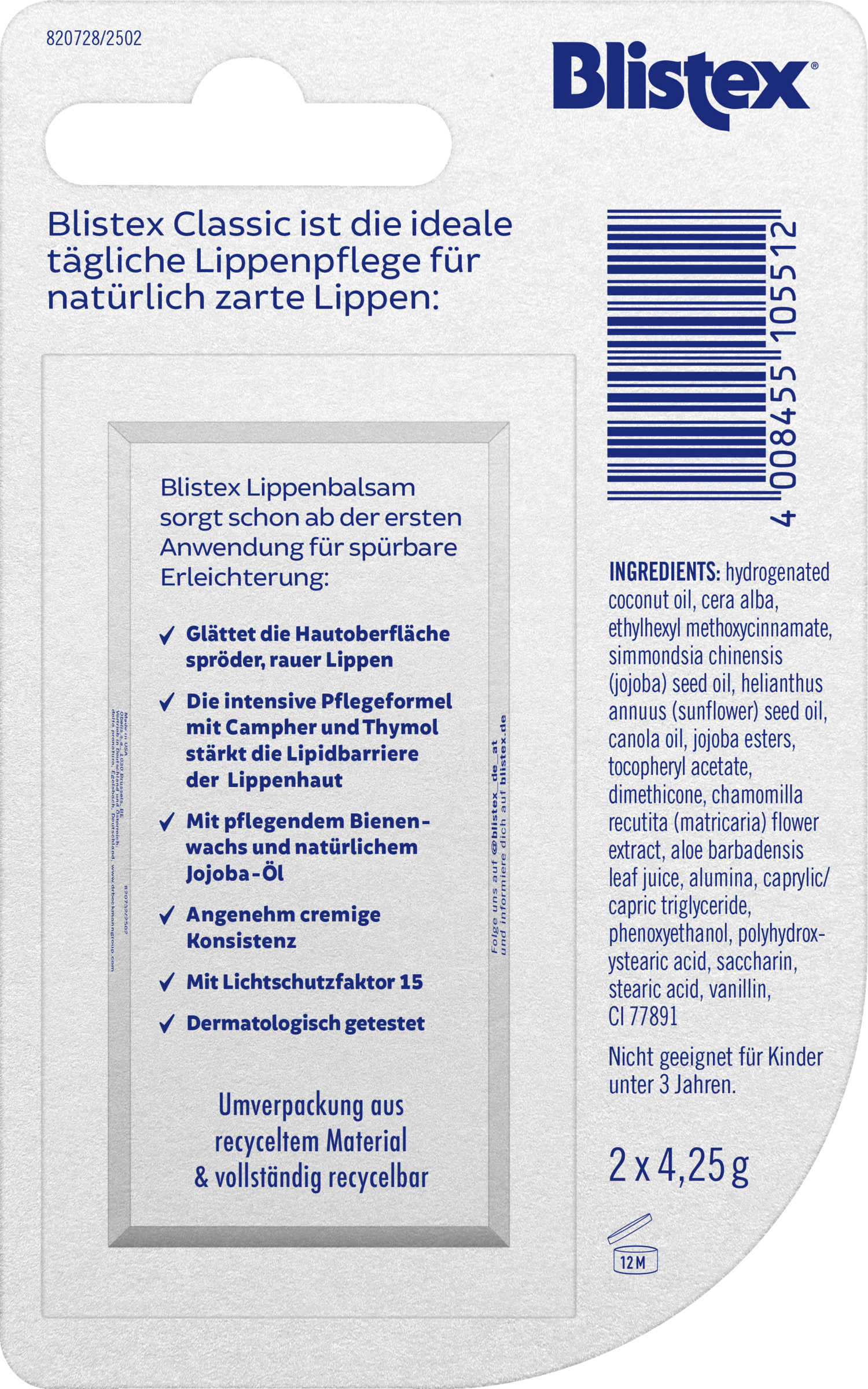 Blistex 2er Set Classic Pflegestick LSF 15