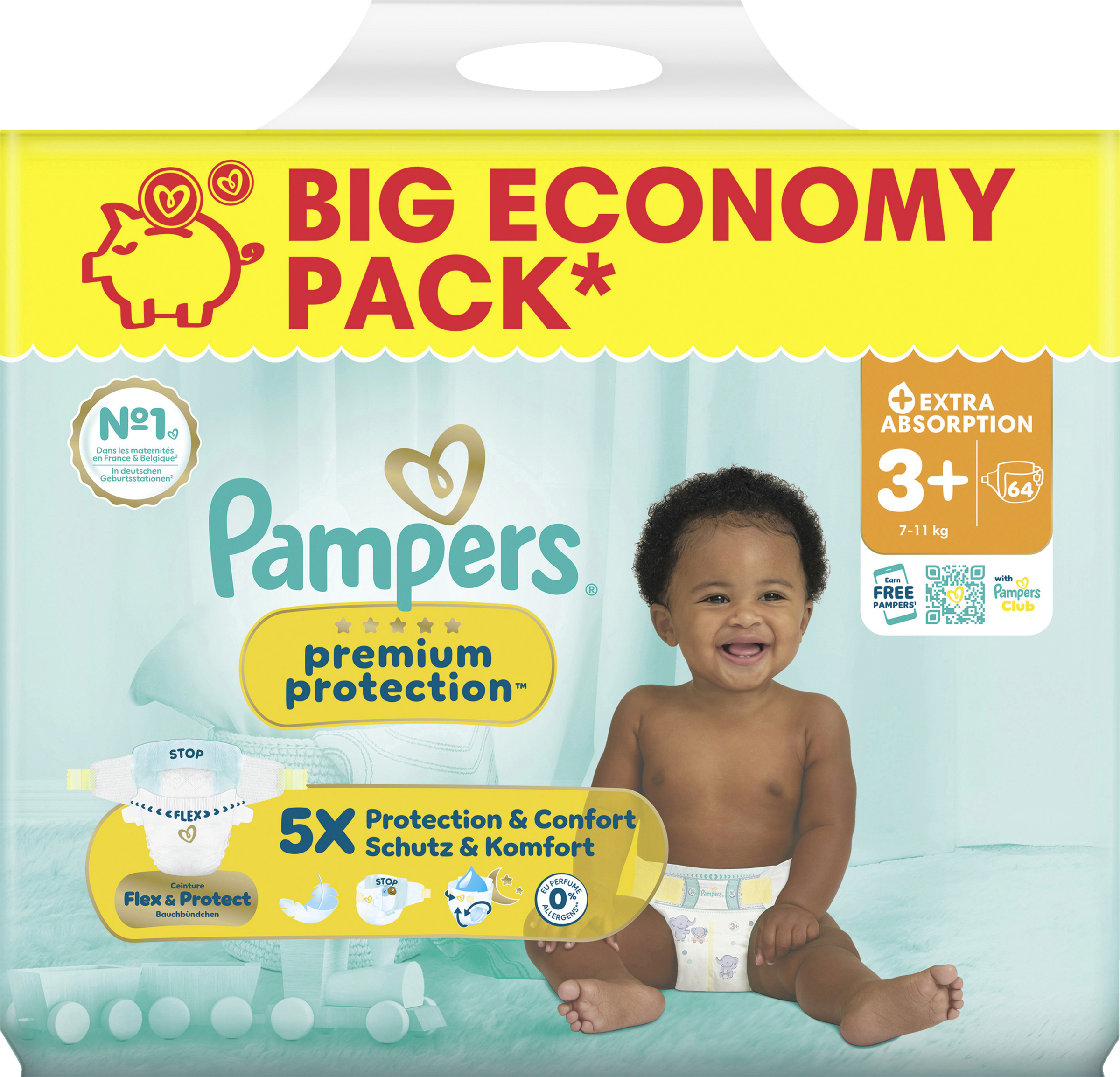 Pampers Premium Protection Windeln Gr. 3 Midi Plus (7-11 kg) Big Eco Pack