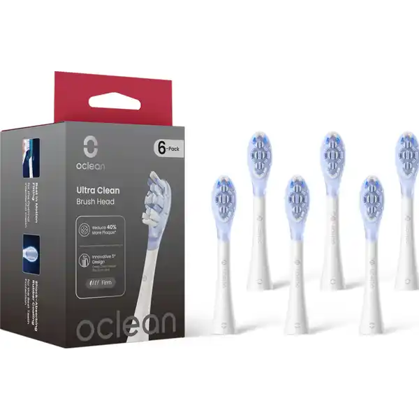 رؤوس فرشاة Ultra Clean، مجموعة من 6 قطع، أبيض