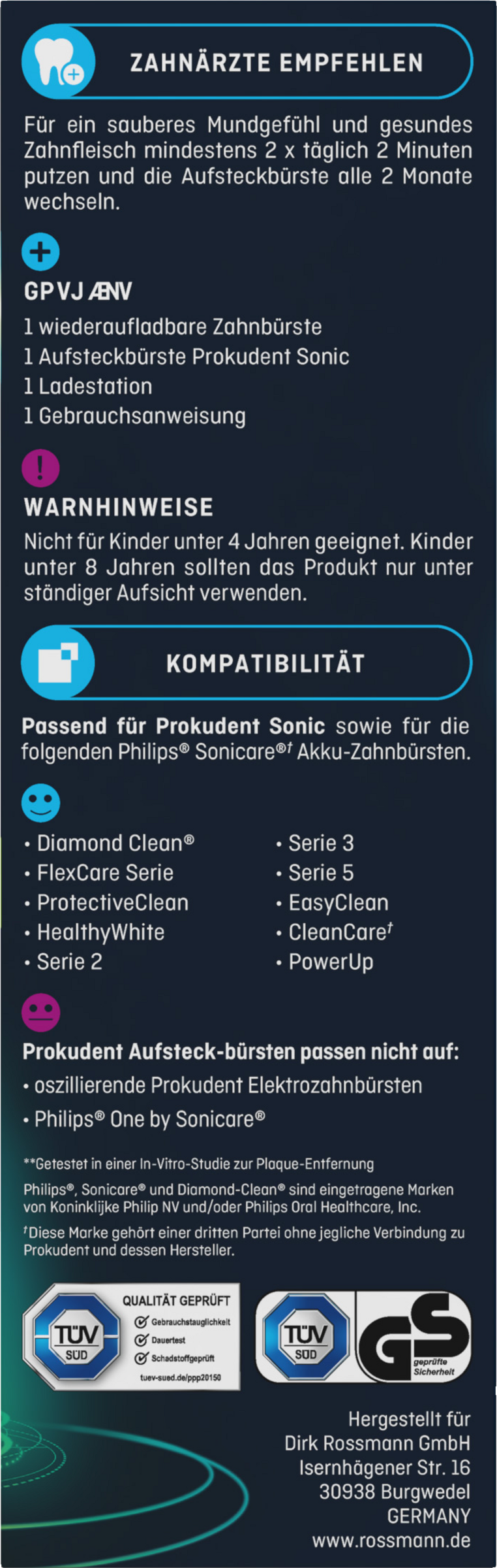 فرشاة أسنان صوتية قابلة لإعادة الشحن بشاشة LCD (Sonic Akku-Zahnbürste LCD) 4