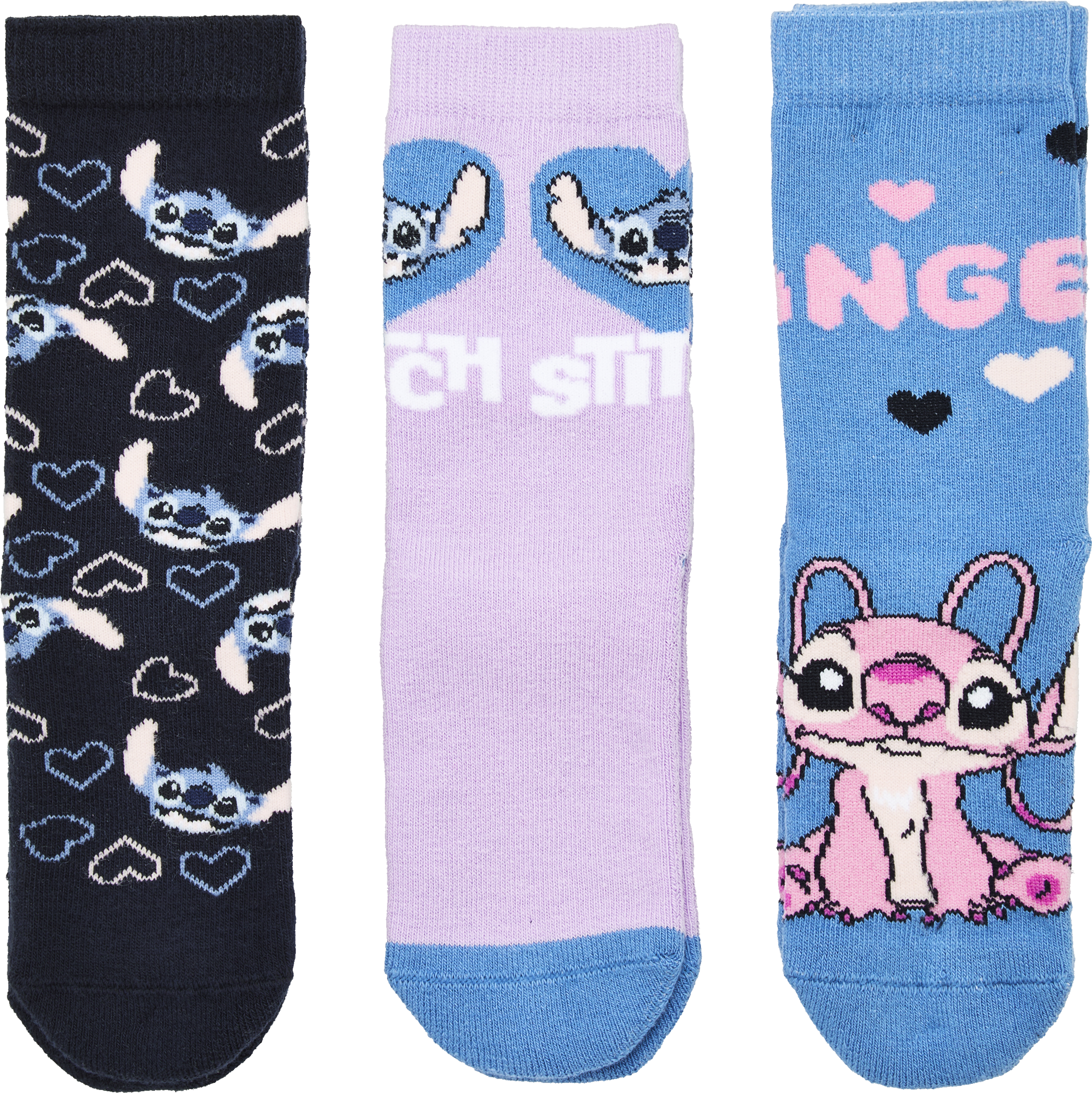 Stitch Kinder-Socken 3er-Set lila Gr. 35/38