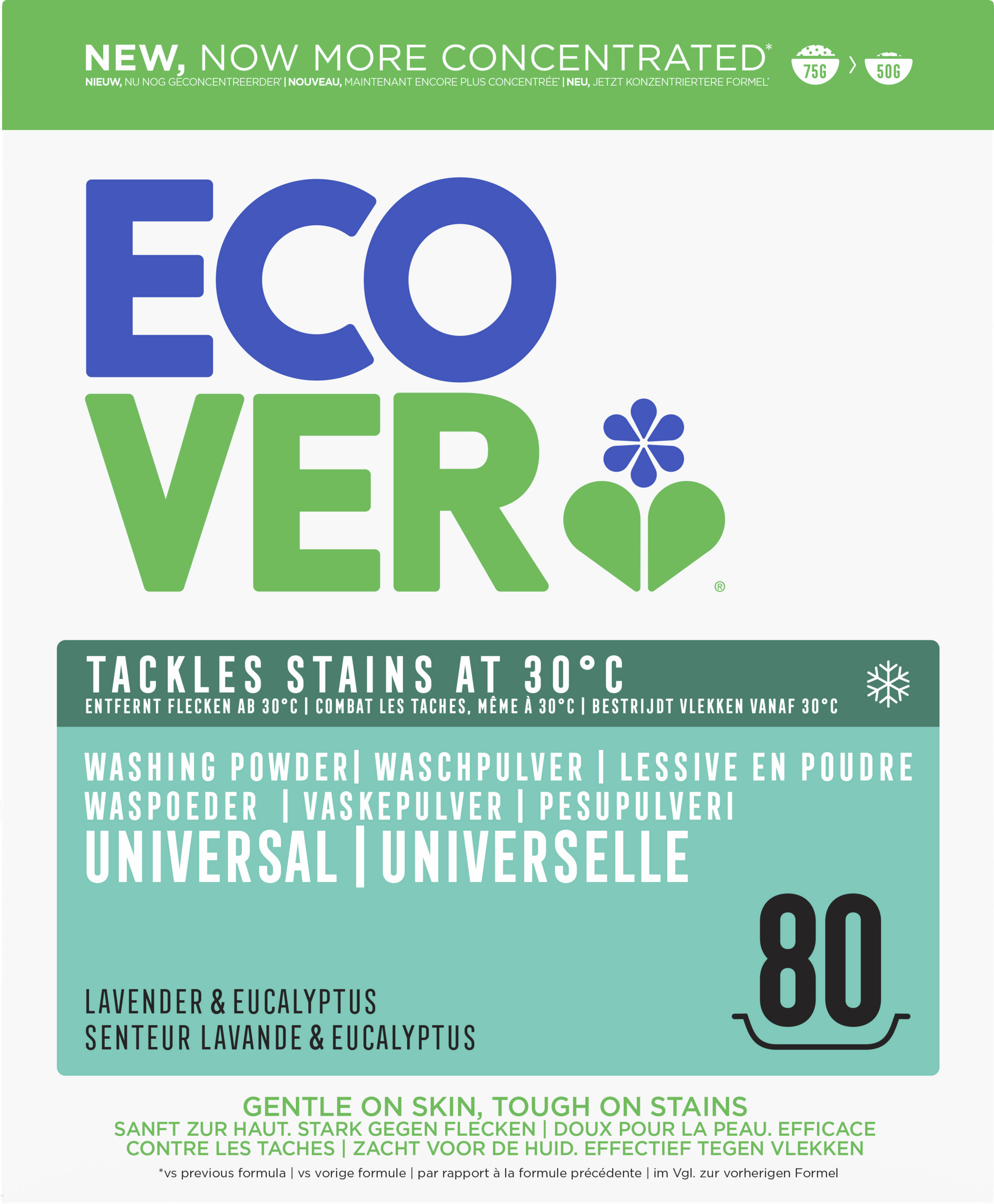Ecover Universalwaschmittel Pulver Lavendel & Eukalyptus 80WL