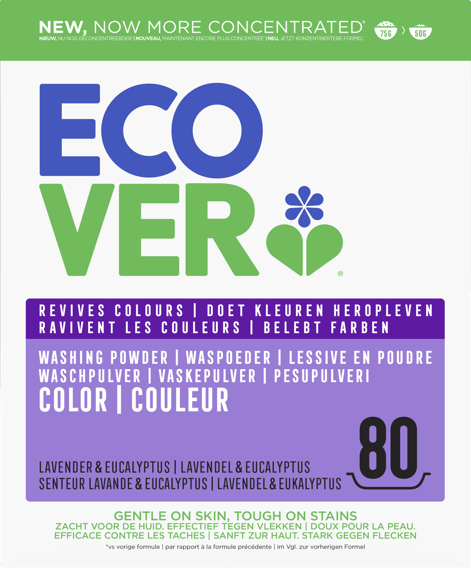 Ecover Colorwaschmittel Pulver Lavendel & Eukalyptus 80WL