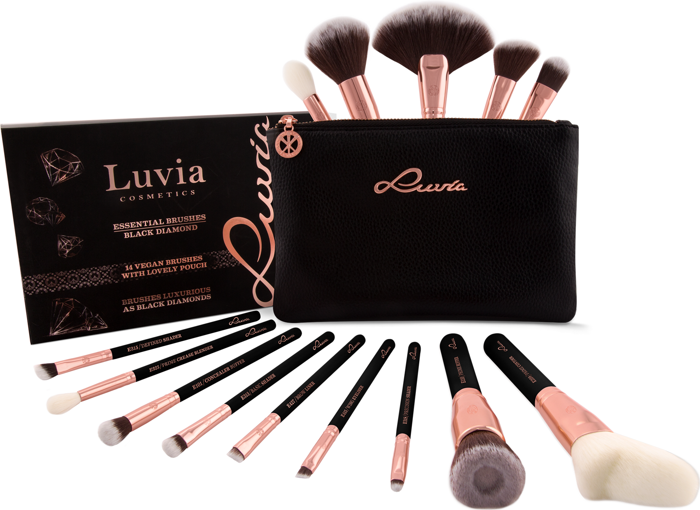 Luvia Cosmetics Essential Brushes - Black Diamond Set