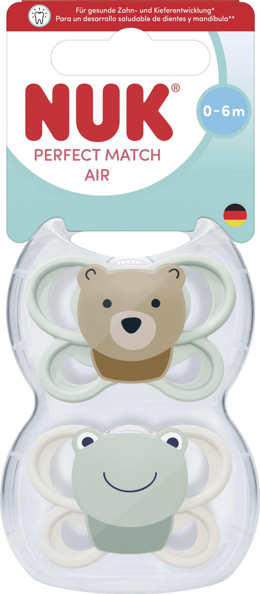 NUK Perfect Match Air Silikon-Schnuller, grün & beige 0-6 Monate