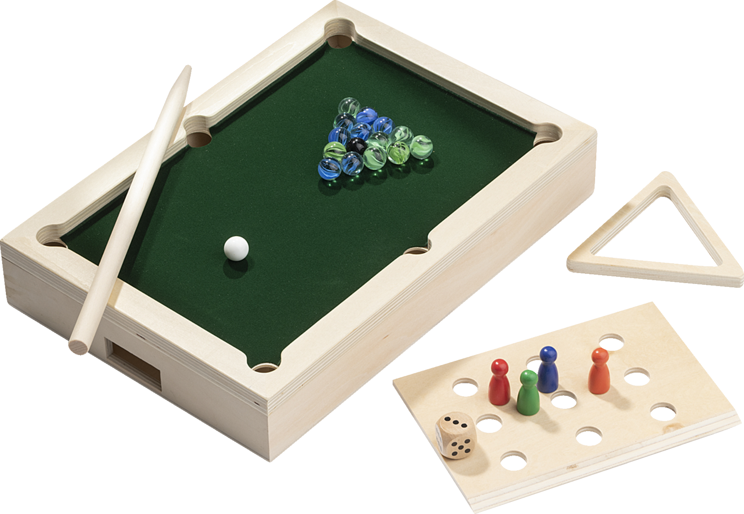 Minispiel aus Holz 3in1 Billard