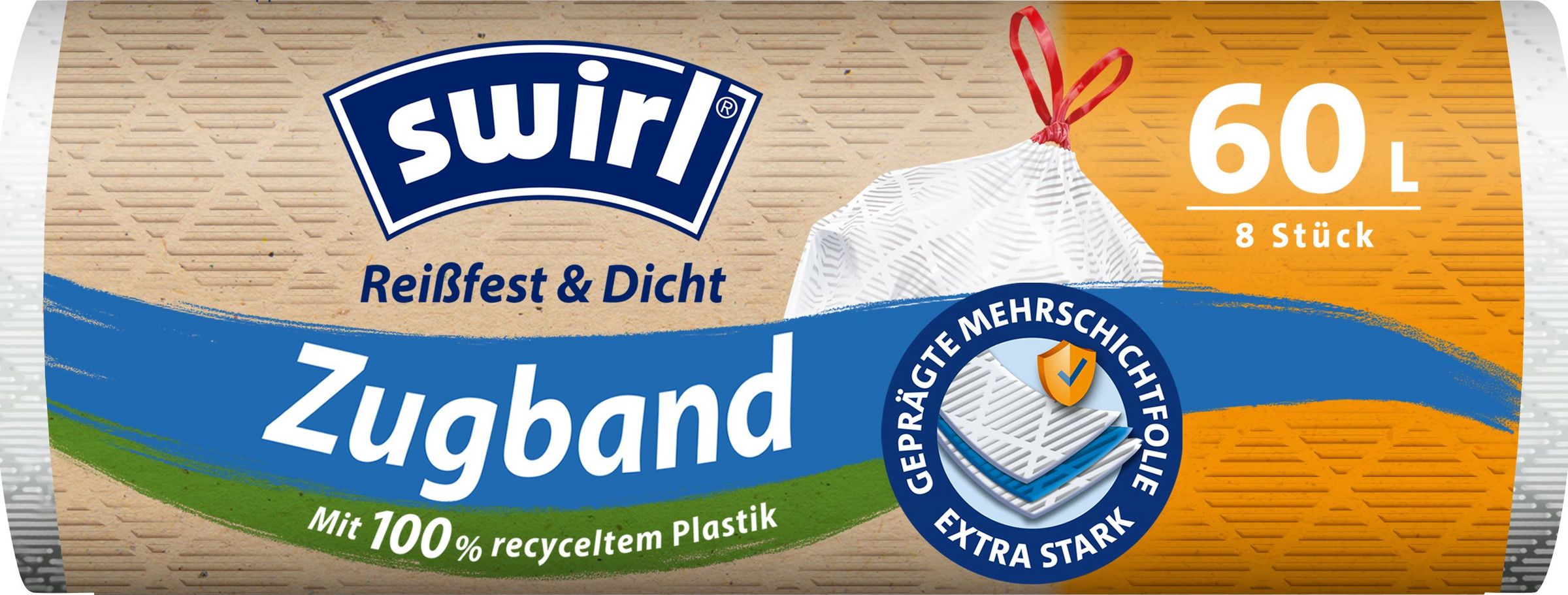 Swirl Müllbeutel mit Zugband 60 L
