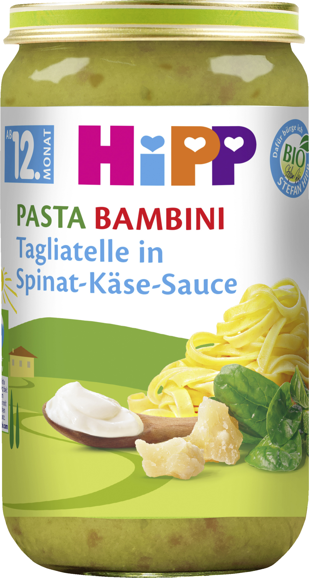 Bio Menü Pasta Bambini Tagliatelle in Spinat-Käse-Sauce