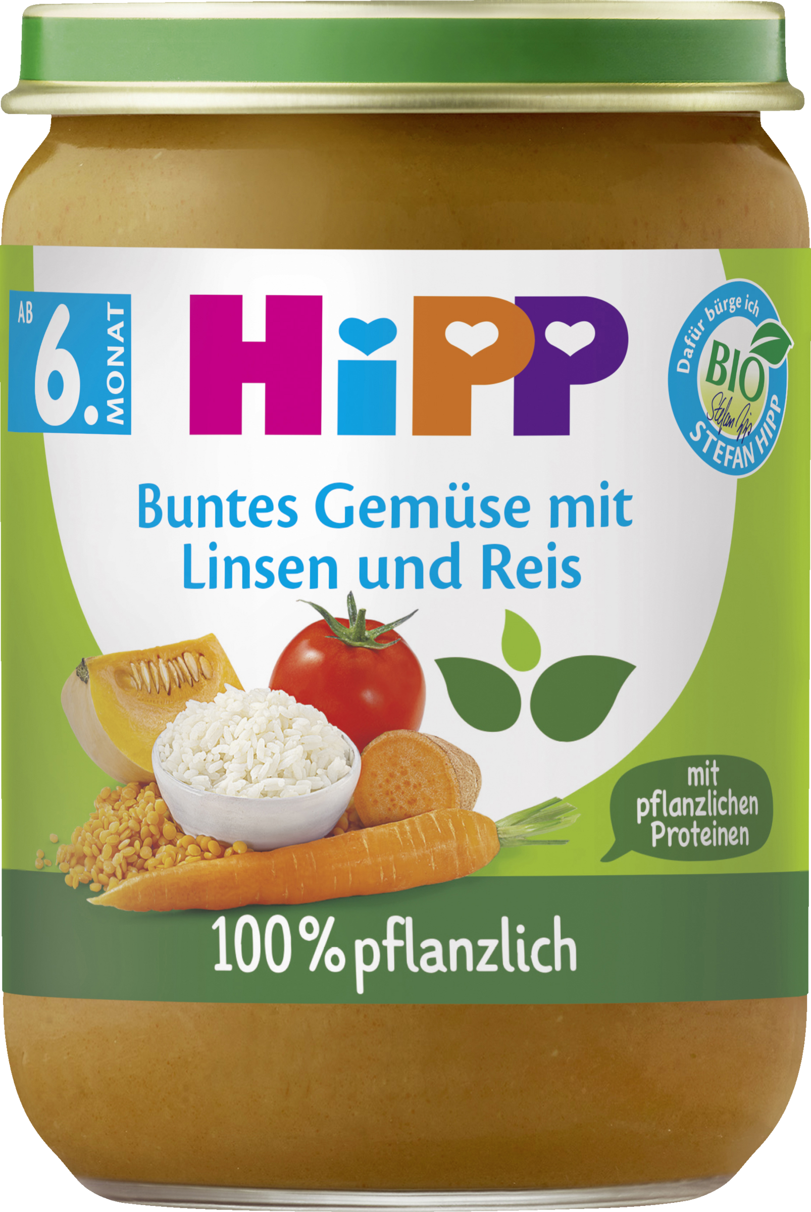 HiPP Bio Menü Buntes Gemüse mit Linsen und Reis ab 6. Monat