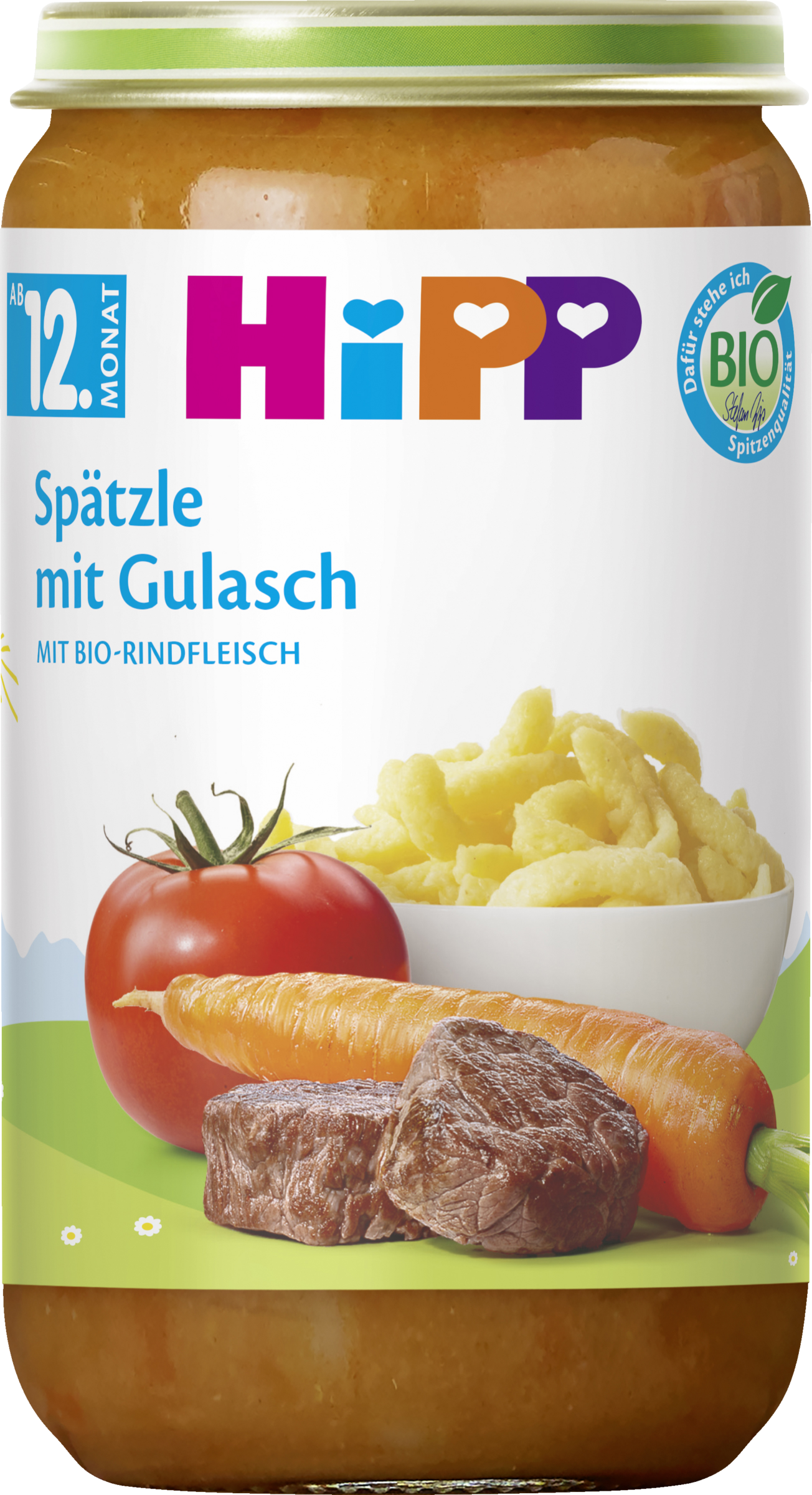 Bio Menü Spätzle mit Gulasch ab 12. Monat