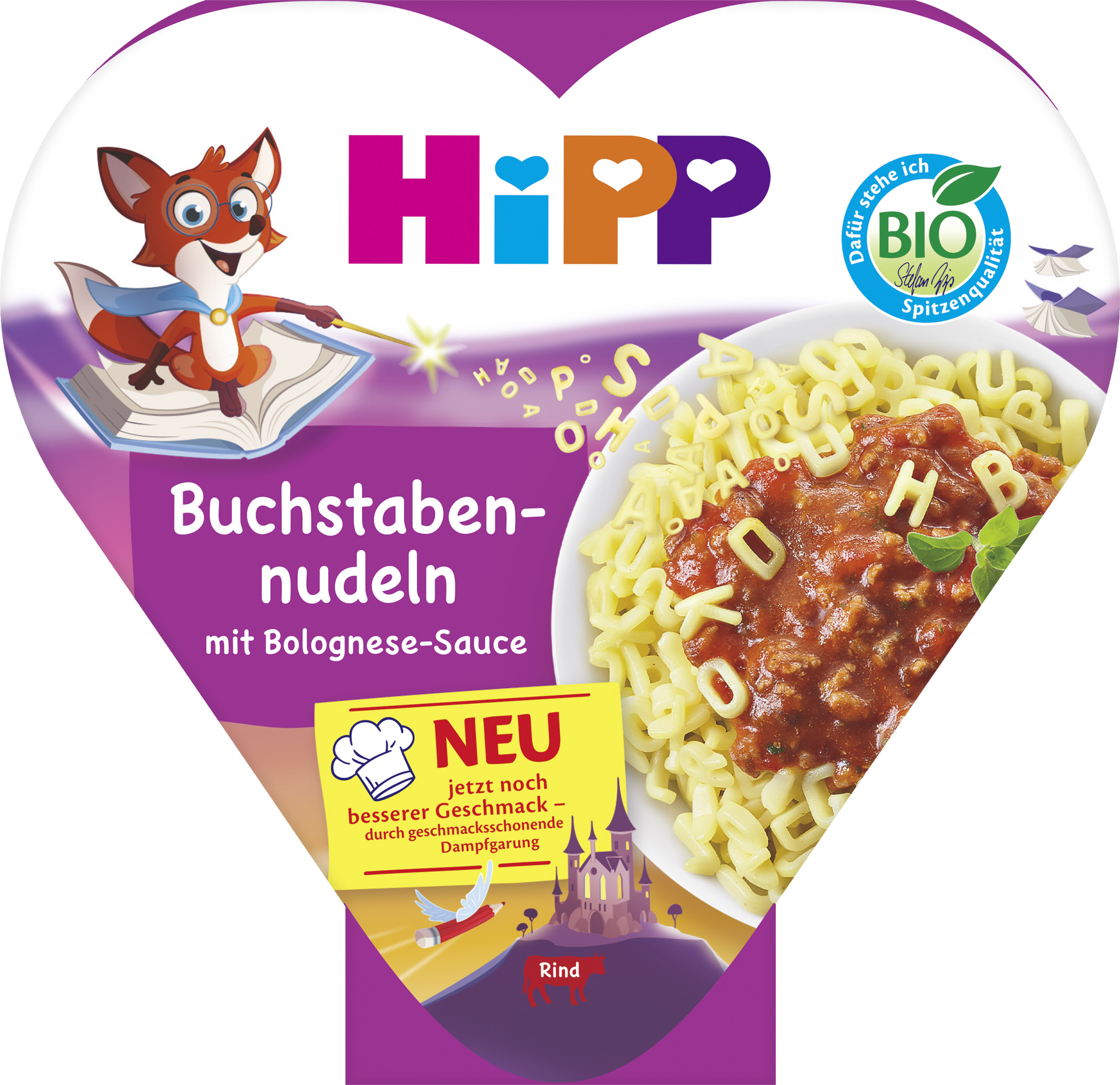 HiPP Bio Menüs Buchstabennudeln mit Bolognese-Sauce ab 1 Jahr