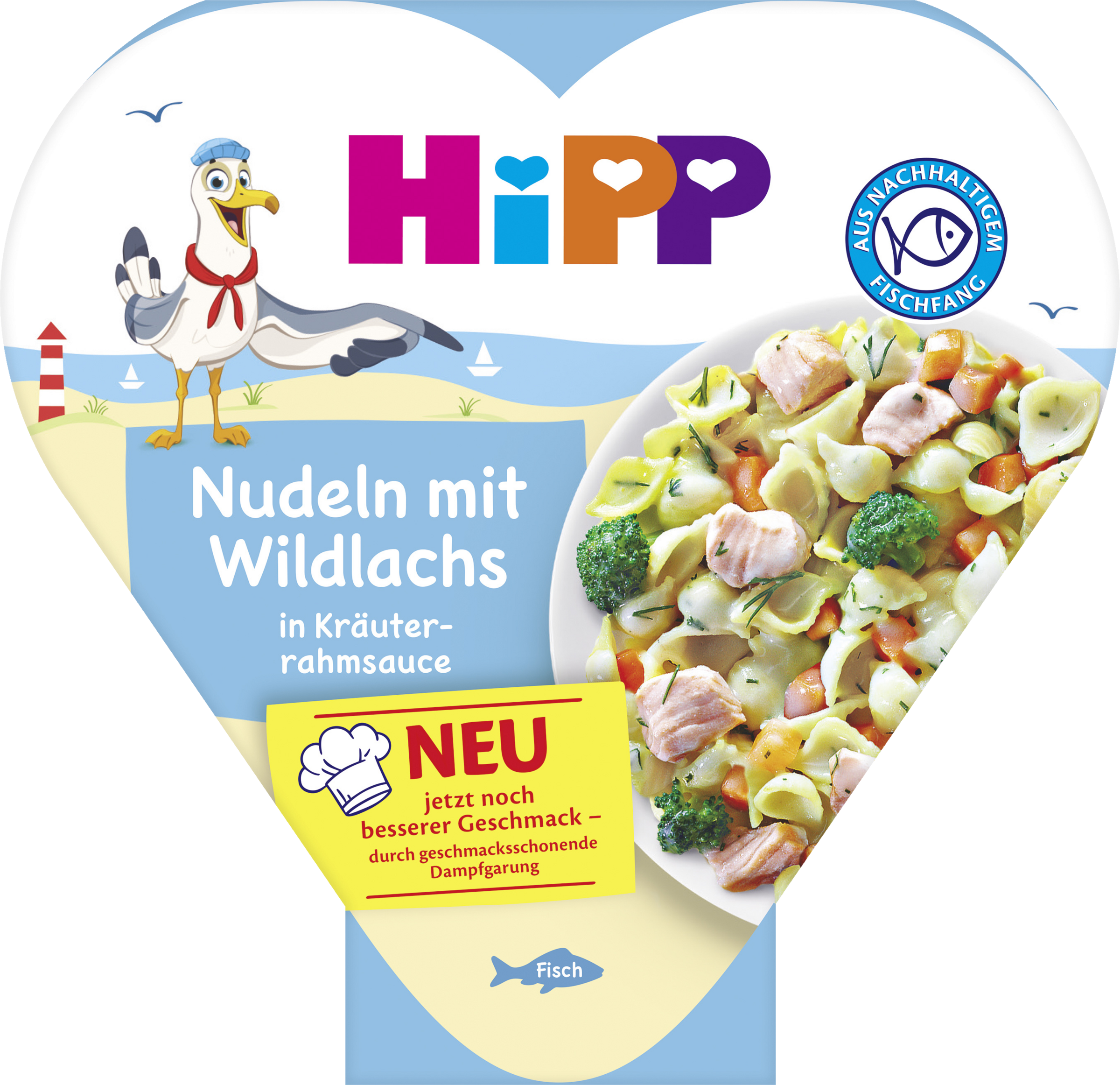 Menüs Nudeln mit Wildlachs in Kräuterrahmsauce ab 1 Jahr