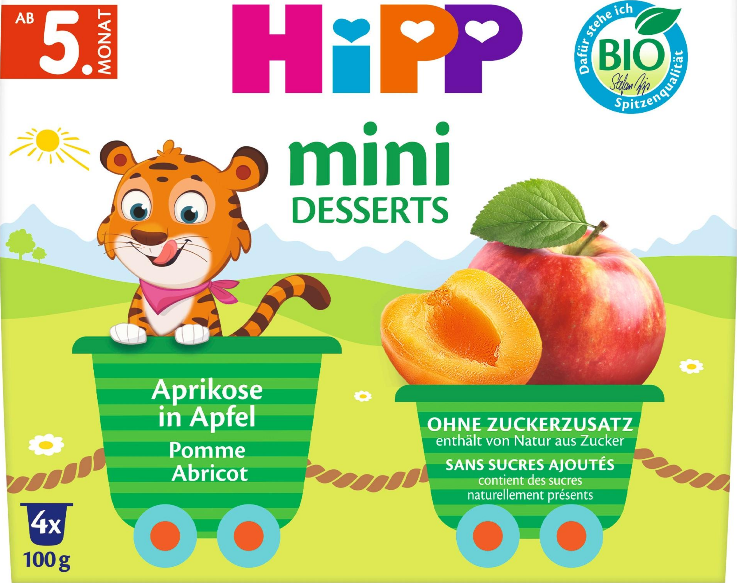 HiPP Bio Mini Desserts im Becher Früchte Aprikose in Apfel
