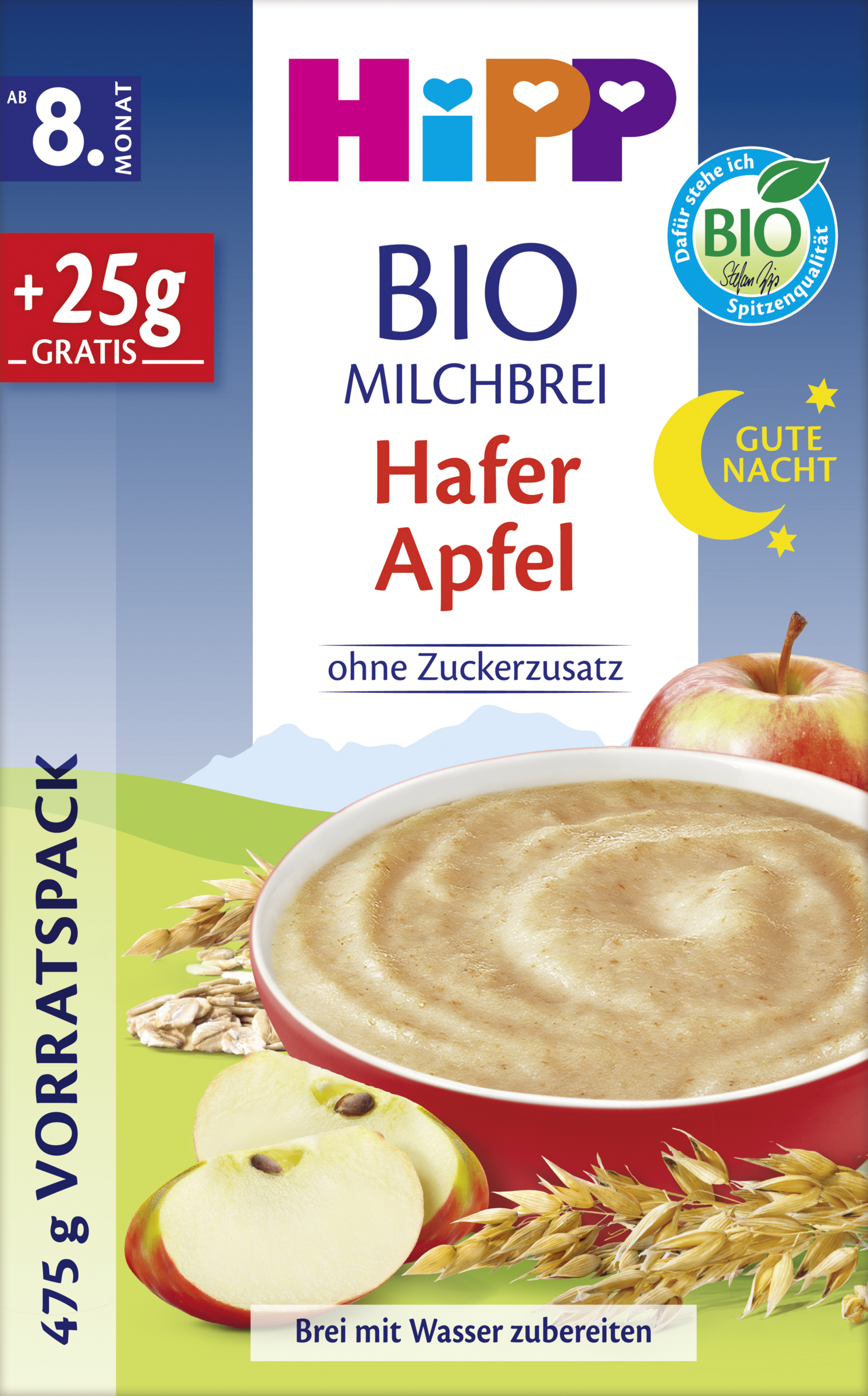 HiPP Bio Milchbrei Gute Nacht Hafer Apfel Vorratspackung