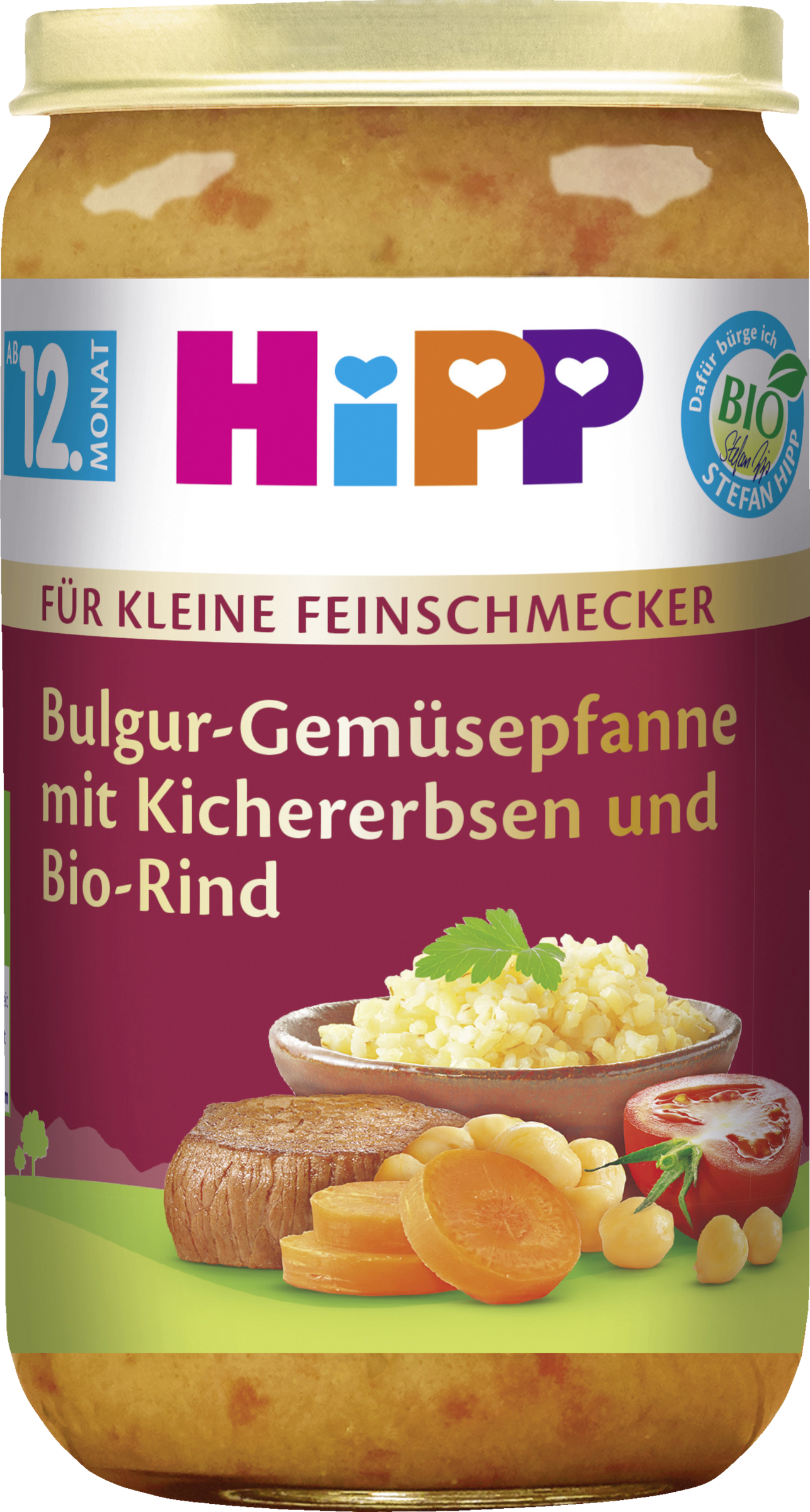 BIO Bulgur-Gemüsepfanne mit Kichererbsen und Bio-Rind