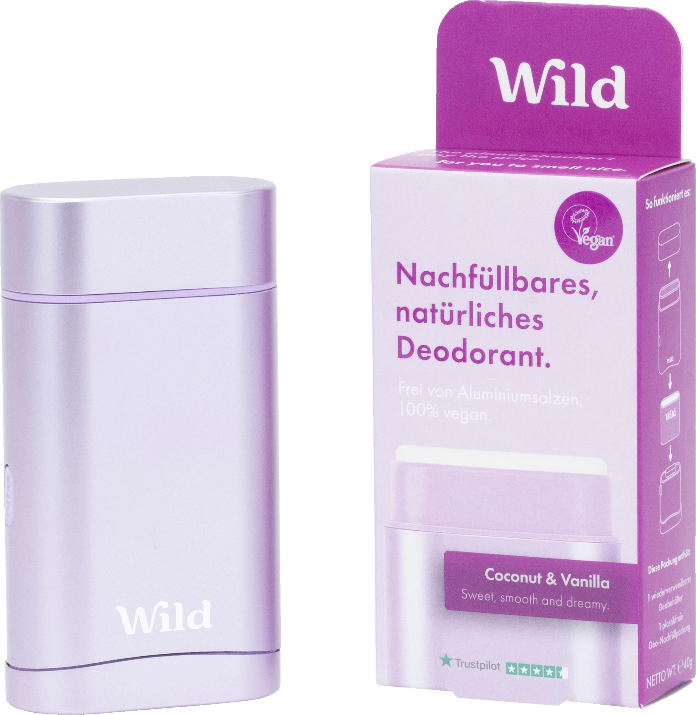 Wild Starterpack Coconut & Vanilla + Nachfüllpack, 40 g