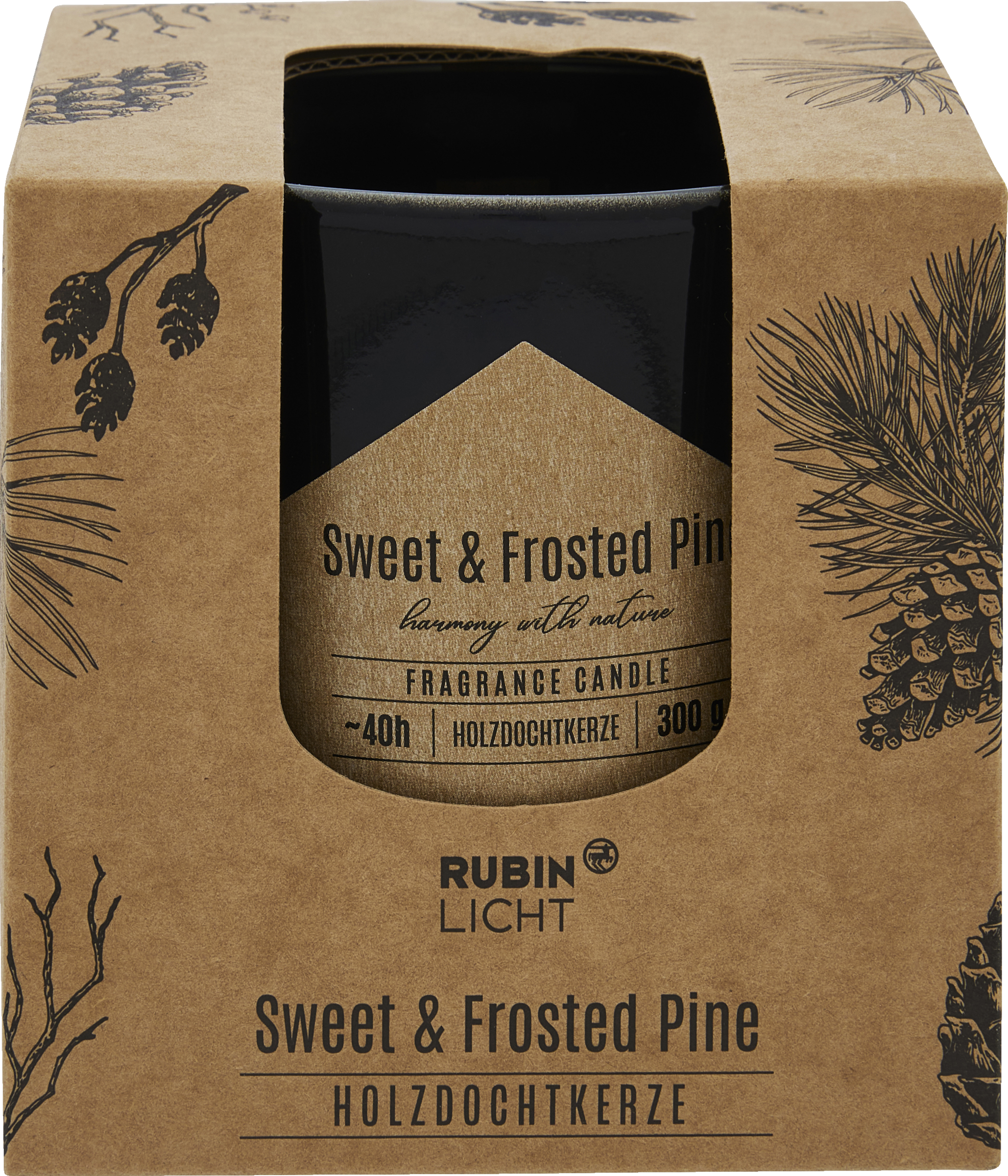 RUBIN LICHT Duftglas mit Holzdocht Sweet & Frosted Pine