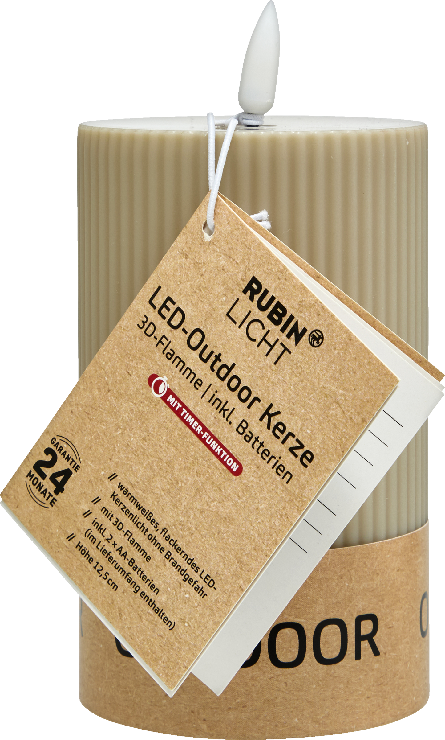 RUBIN LICHT LED-Outdoor Kerze, 12,5 cm