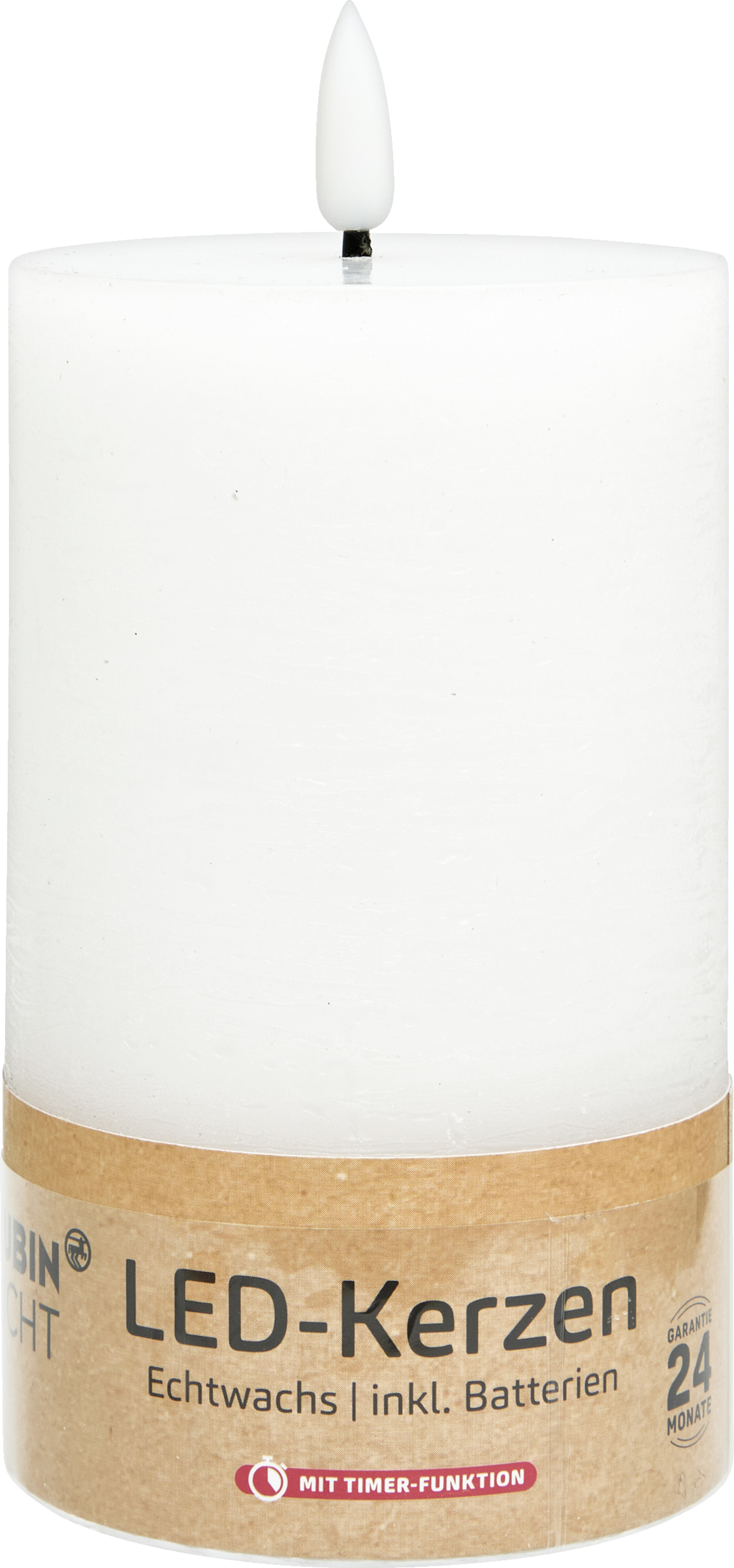 RUBIN LICHT LED Kerze 3D Flamme 12,5 cm weiß