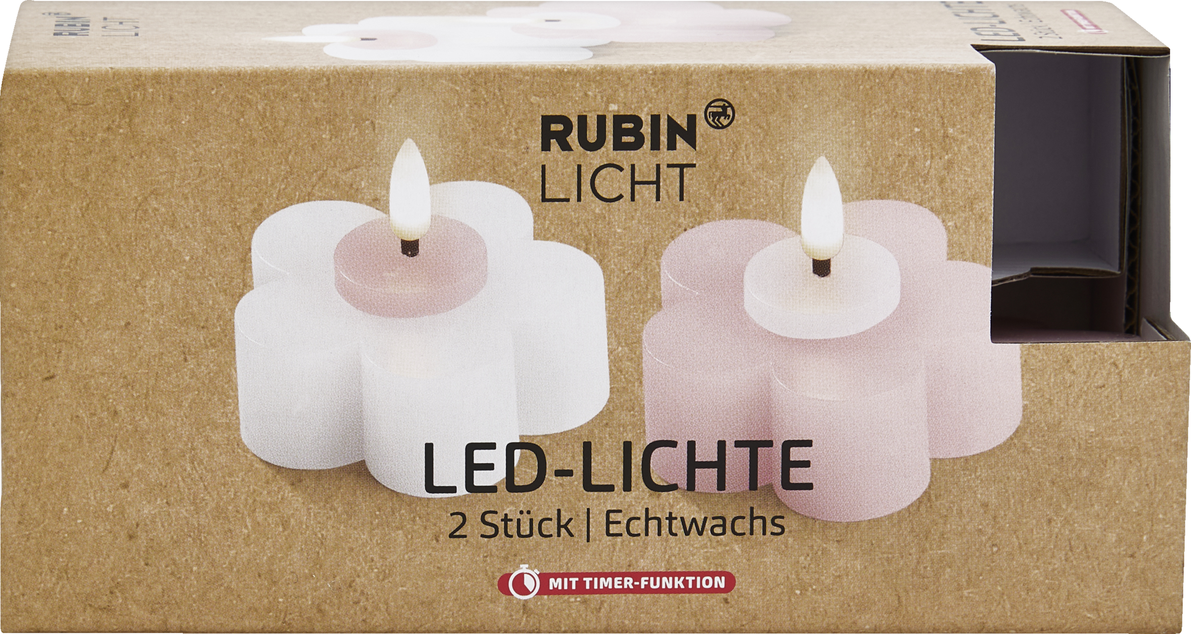 RUBIN LICHT LED Lichte, Blume, weiss/rosa