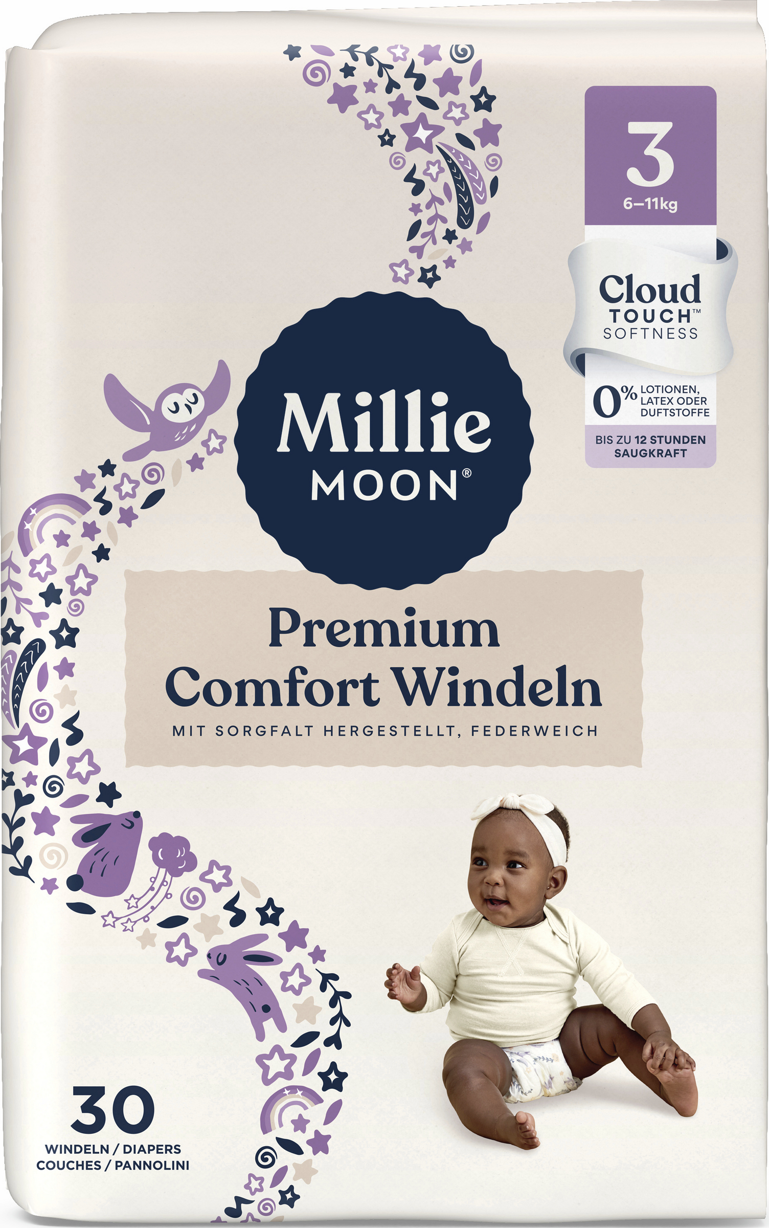 Millie MOON Premium Comfort Windeln Gr. 3 (6 - 11 kg), 30 Stück
