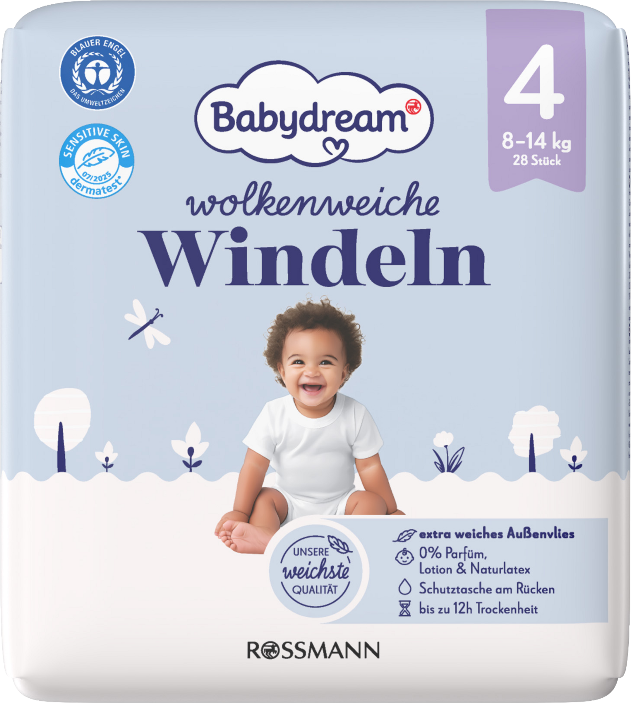 Babydream Wolkenweiche Windeln Größe 4, 28 Stück, 8-14 kg