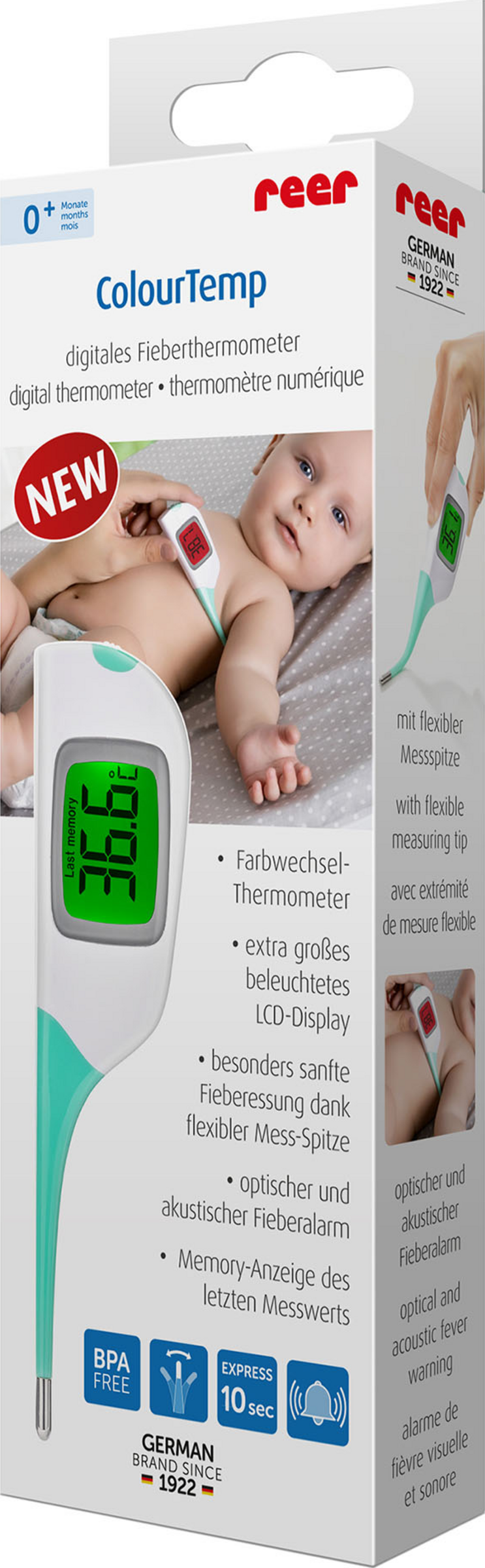 ميزان حرارة رقمي ملون، بلون أخضر نعناعي/أبيض 2