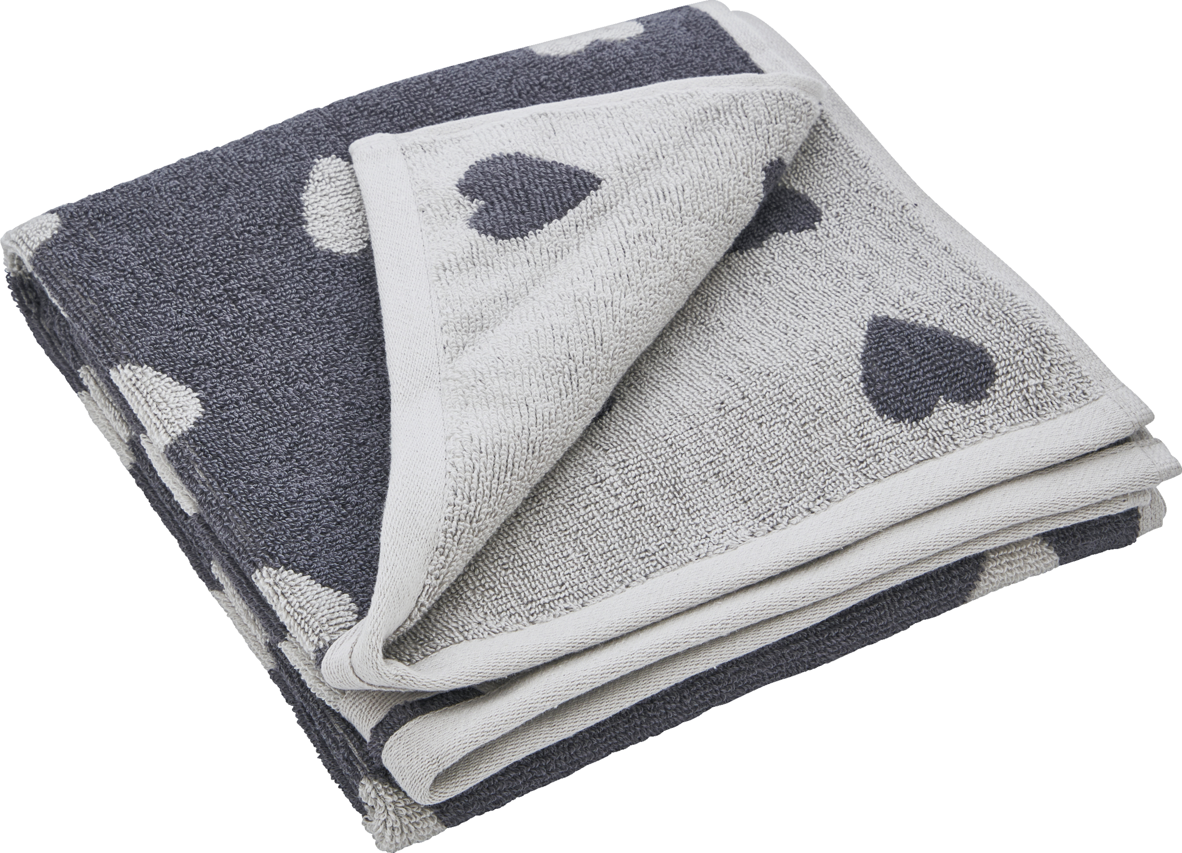 Handtuch Herzen 50x100cm grau