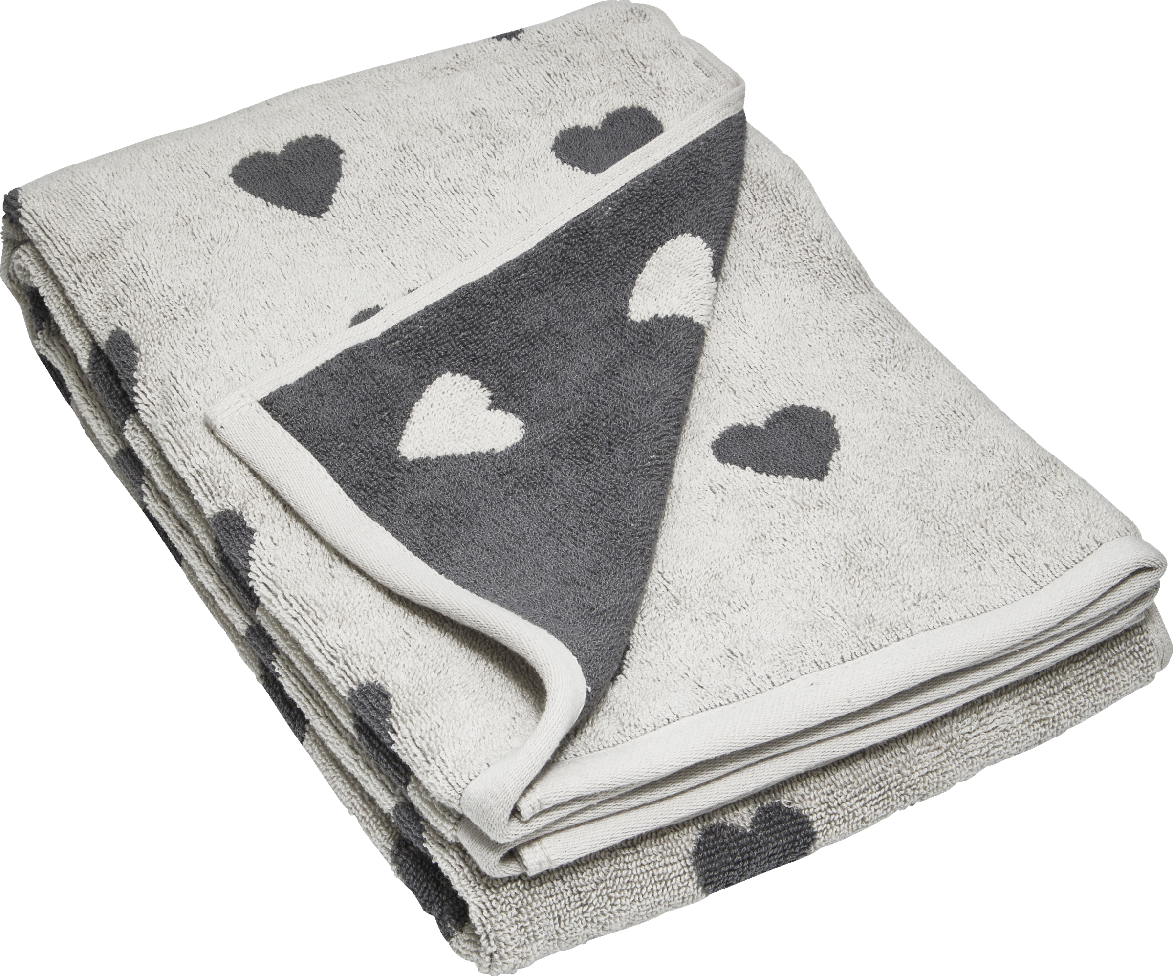Duschtuch Herzen 70x140cm grau