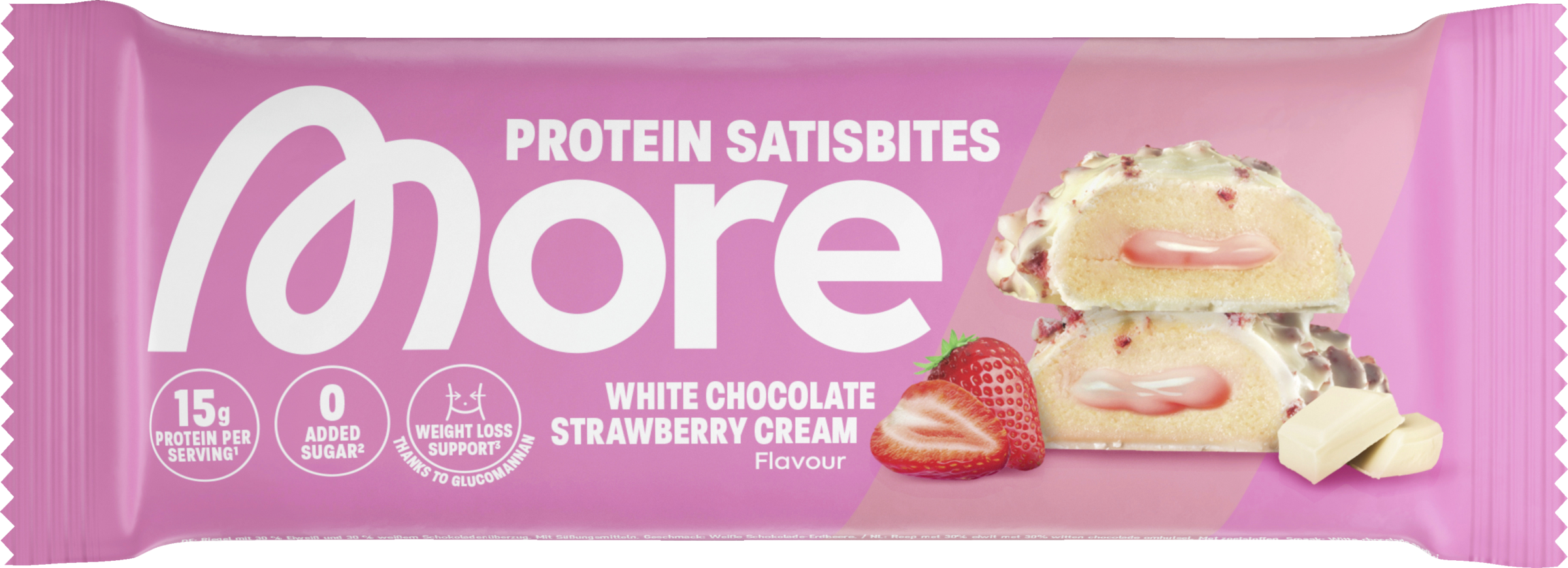 More Satisbites Bar White Strawberry Cream