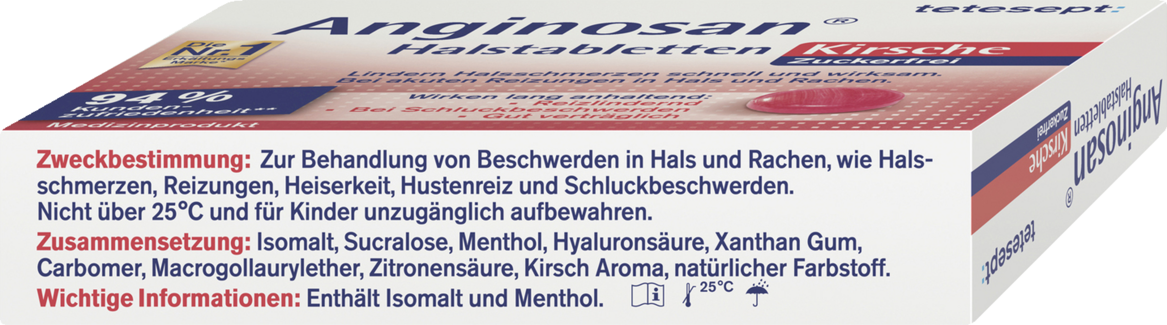 أقراص Anginosan للحلق بنكهة الكرز بدون سكر 3