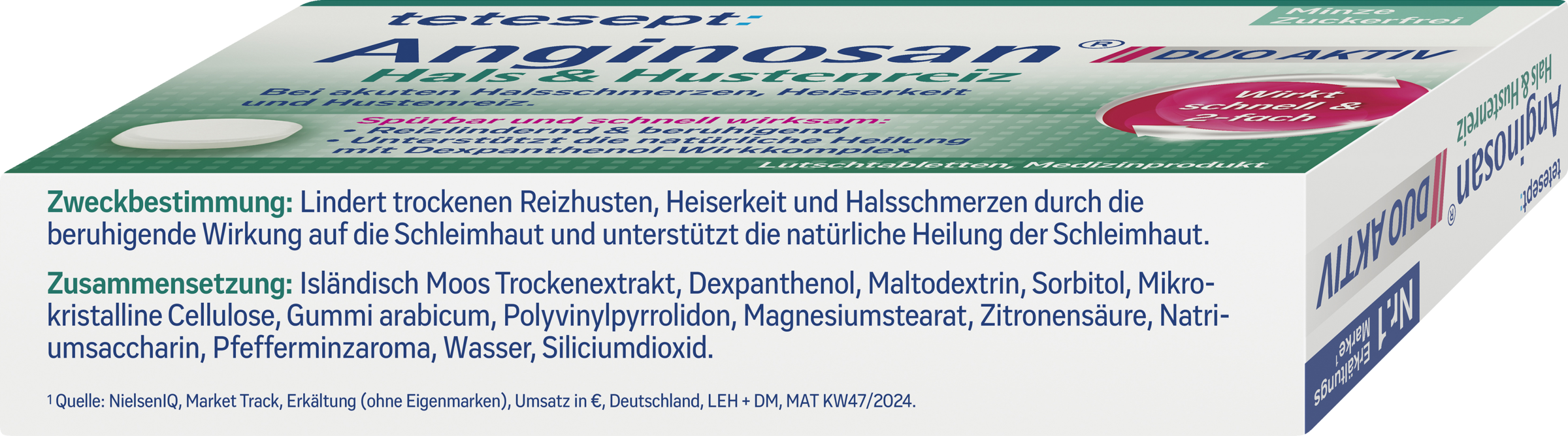 أقراص استحلاب Anginosan للحلق وتهيج السعال بنكهة النعناع 5