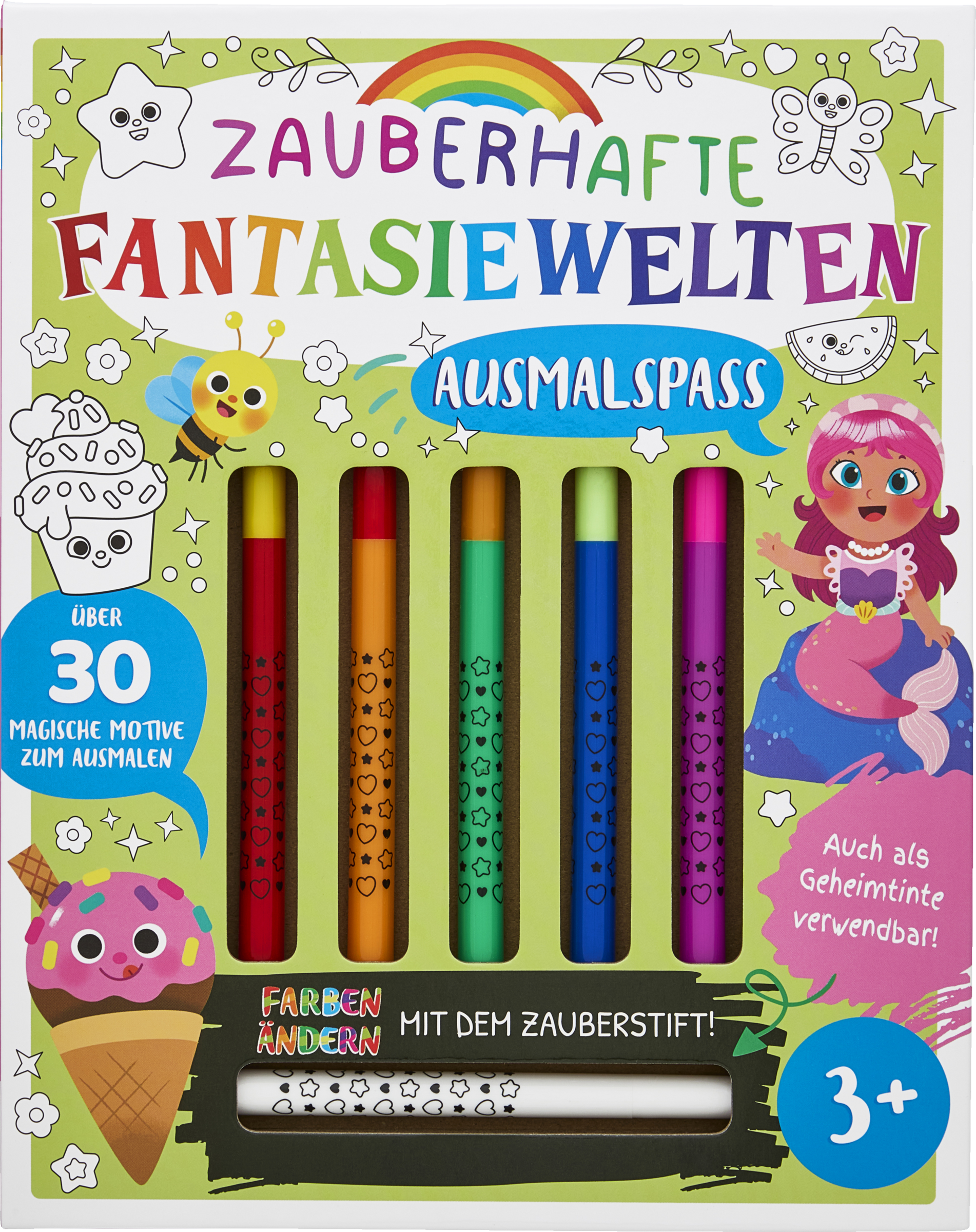Malbuch mit Stiften Zauberhafte Fantasiewelten