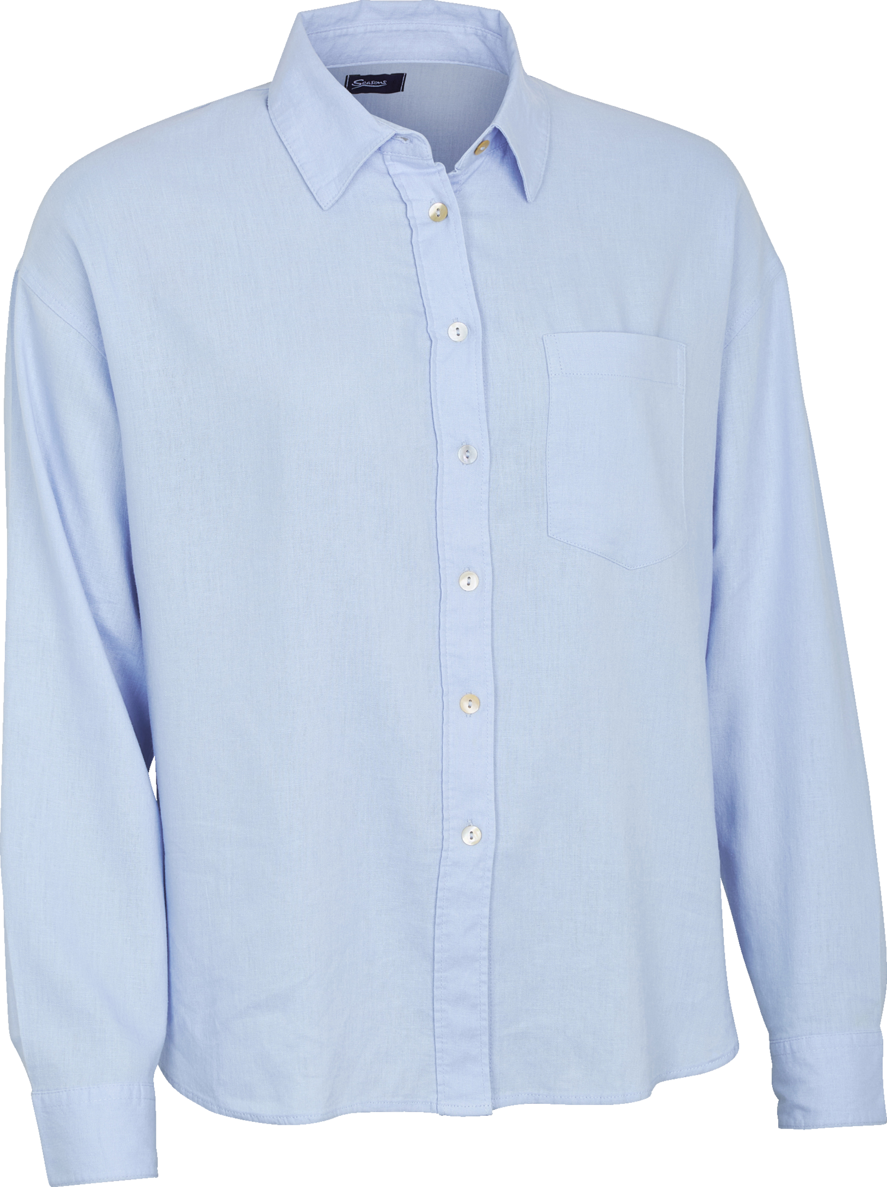 Bluse mit Leinen hellblau Gr. M