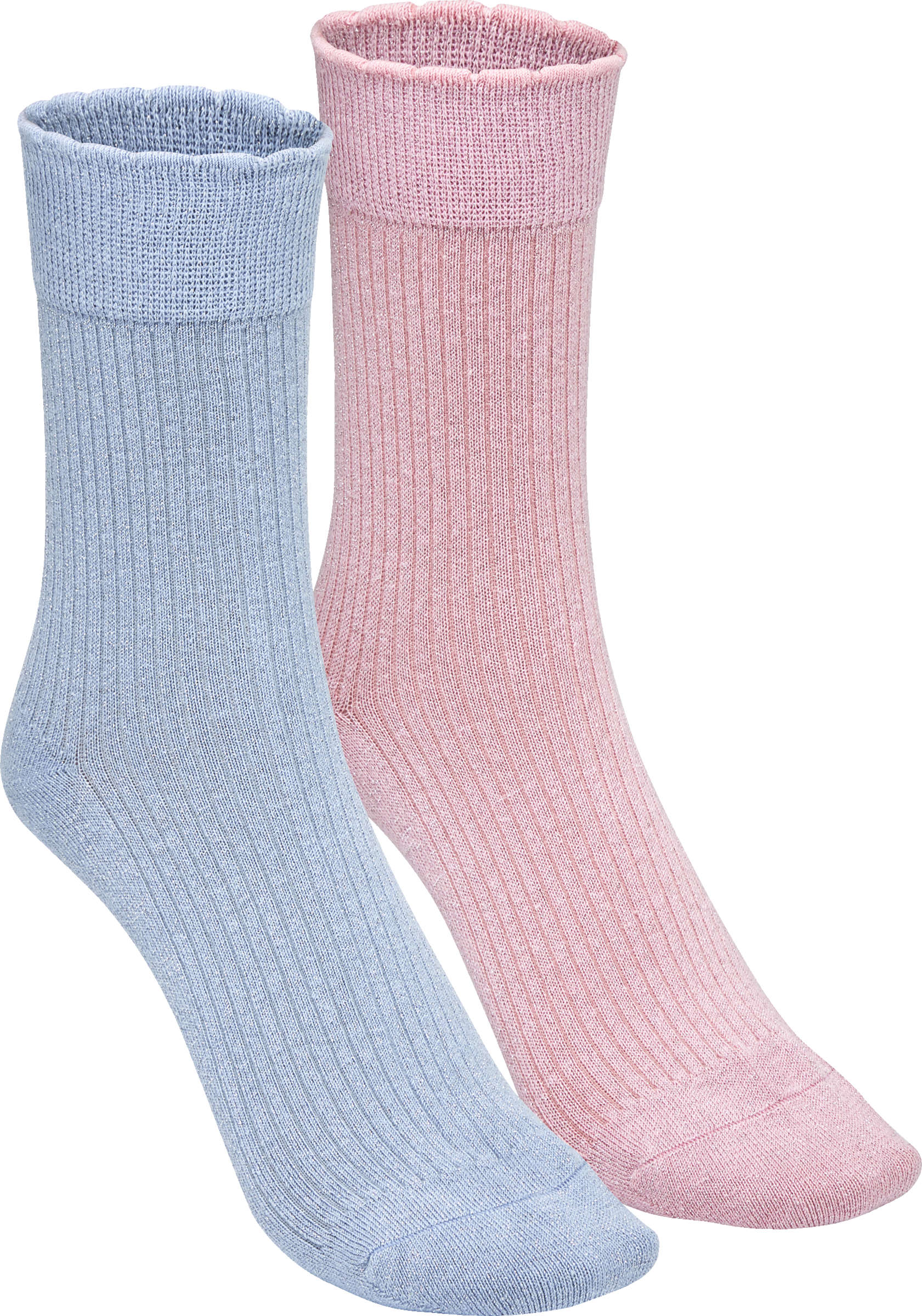 2er Set Glitzersocken hellblau/rosa Gr. 35/38