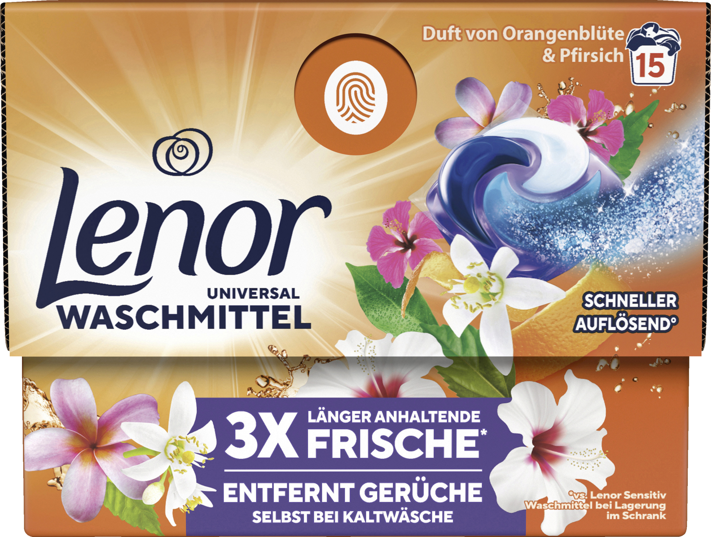 Vollwaschmittel Pods Orangenblüte & Pfirsich 15 WL