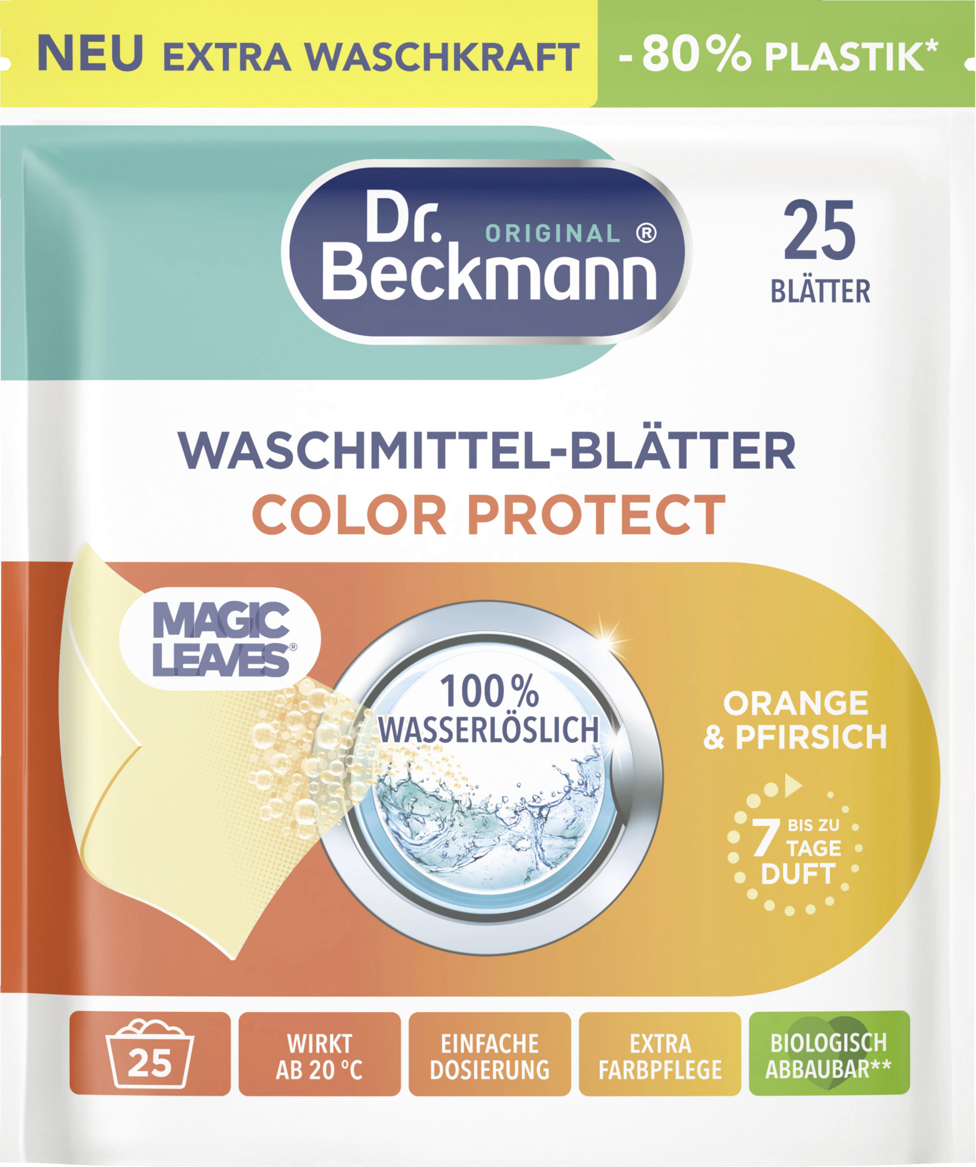 Dr. Beckmann Magic Leaves Waschmittel-Blätter Color Protect Orange & Pfirsich 25 WL