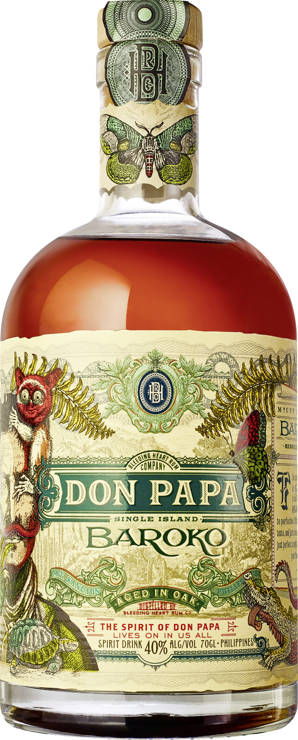 DON PAPA Aus der "Black Gold" Melasse gebrannt reift der Baroko am Fuße des Kanlaon-Berges mehrere Jahre in a