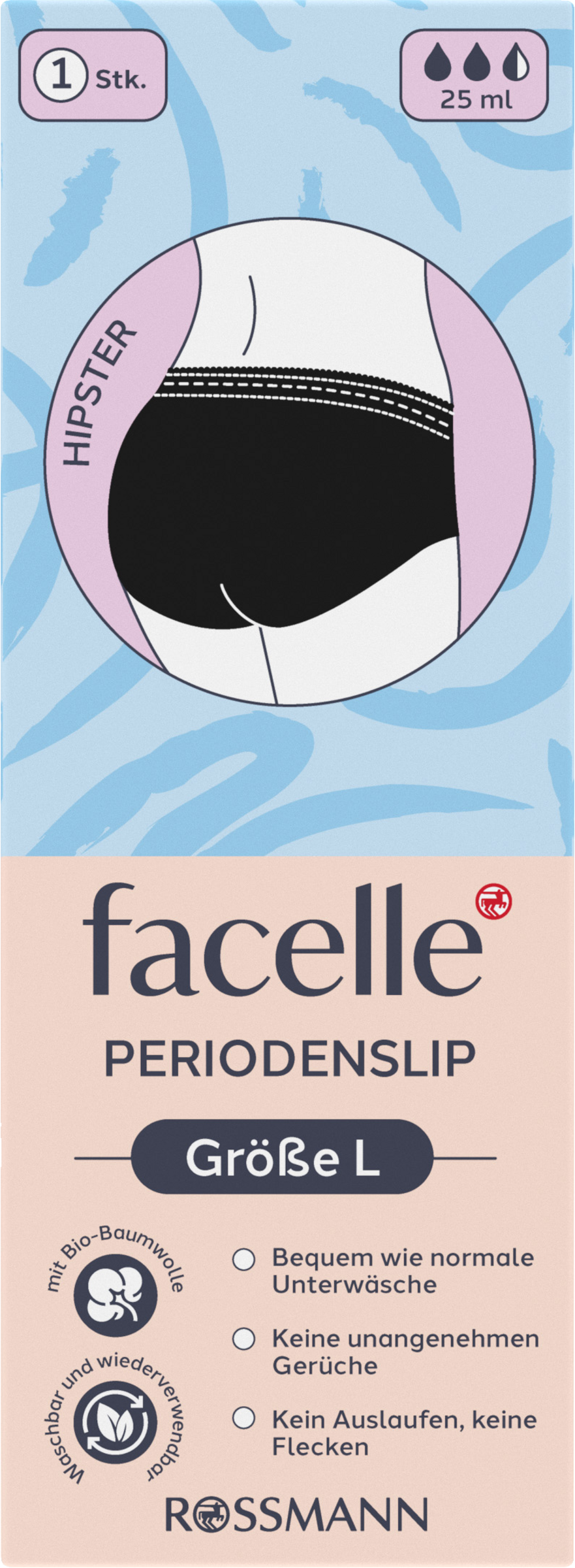 facelle Hipster Periodenslip schwarz Gr. L