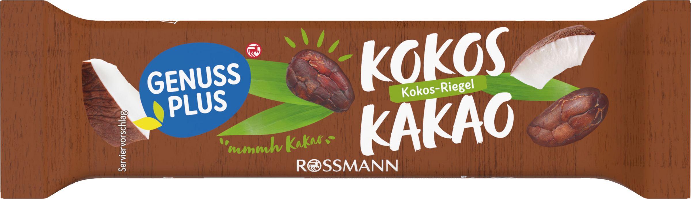 GENUSS PLUS Riegel mit Kokosnussraspeln und Kakao