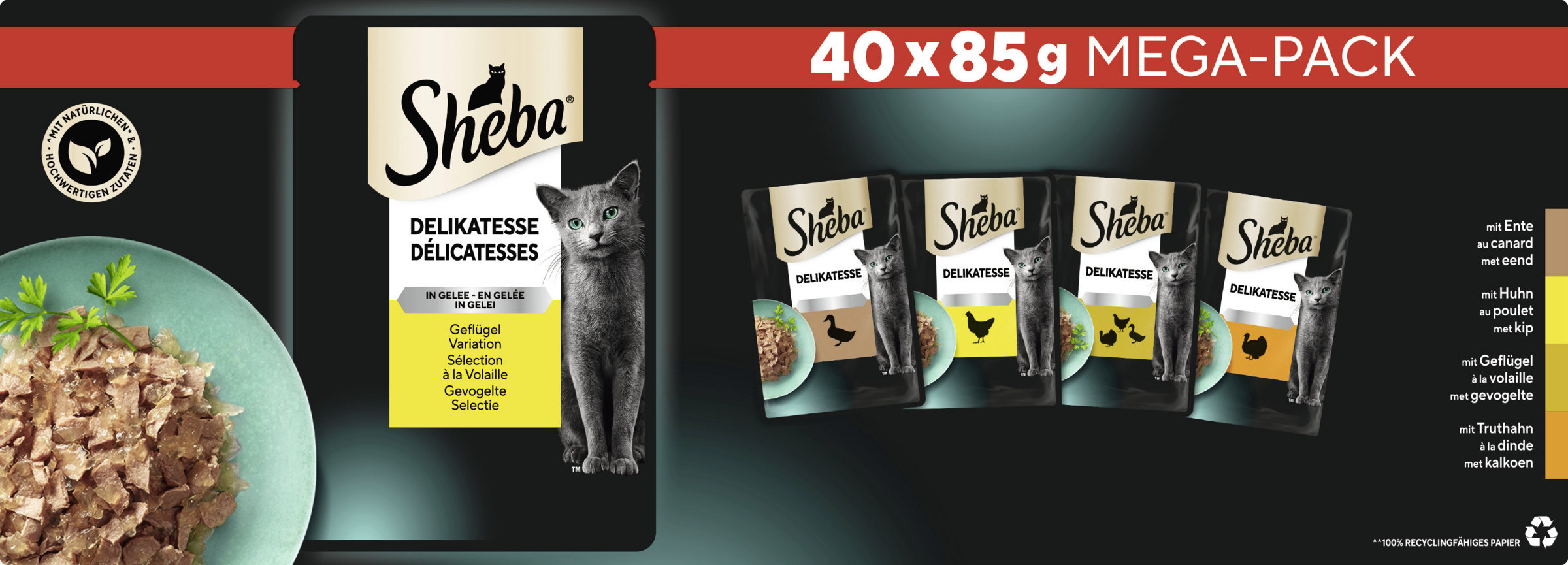 Sheba Delikatesse in Gelee Geflügel Variation Megapack