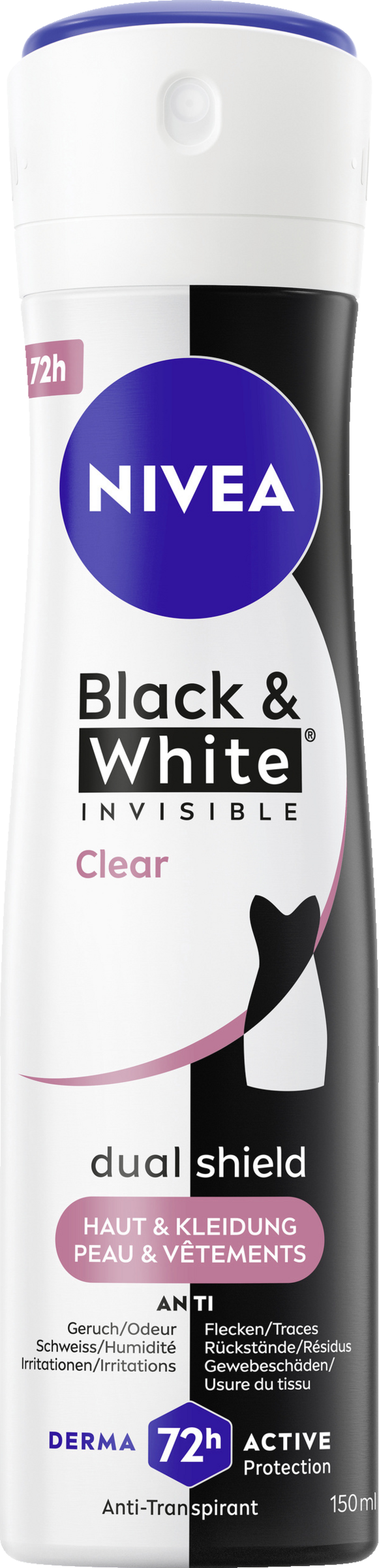 NIVEA Black White Invisible Clear Anti-Transpirant Spray 150ml